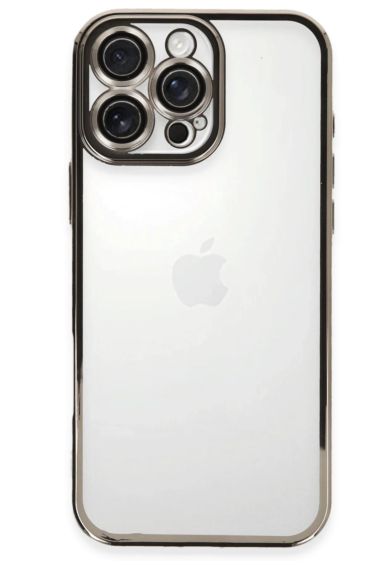 NewFace iPhone 16 Pro Max Kılıf Lensli Silikon - Titanyum Gri YNSMR