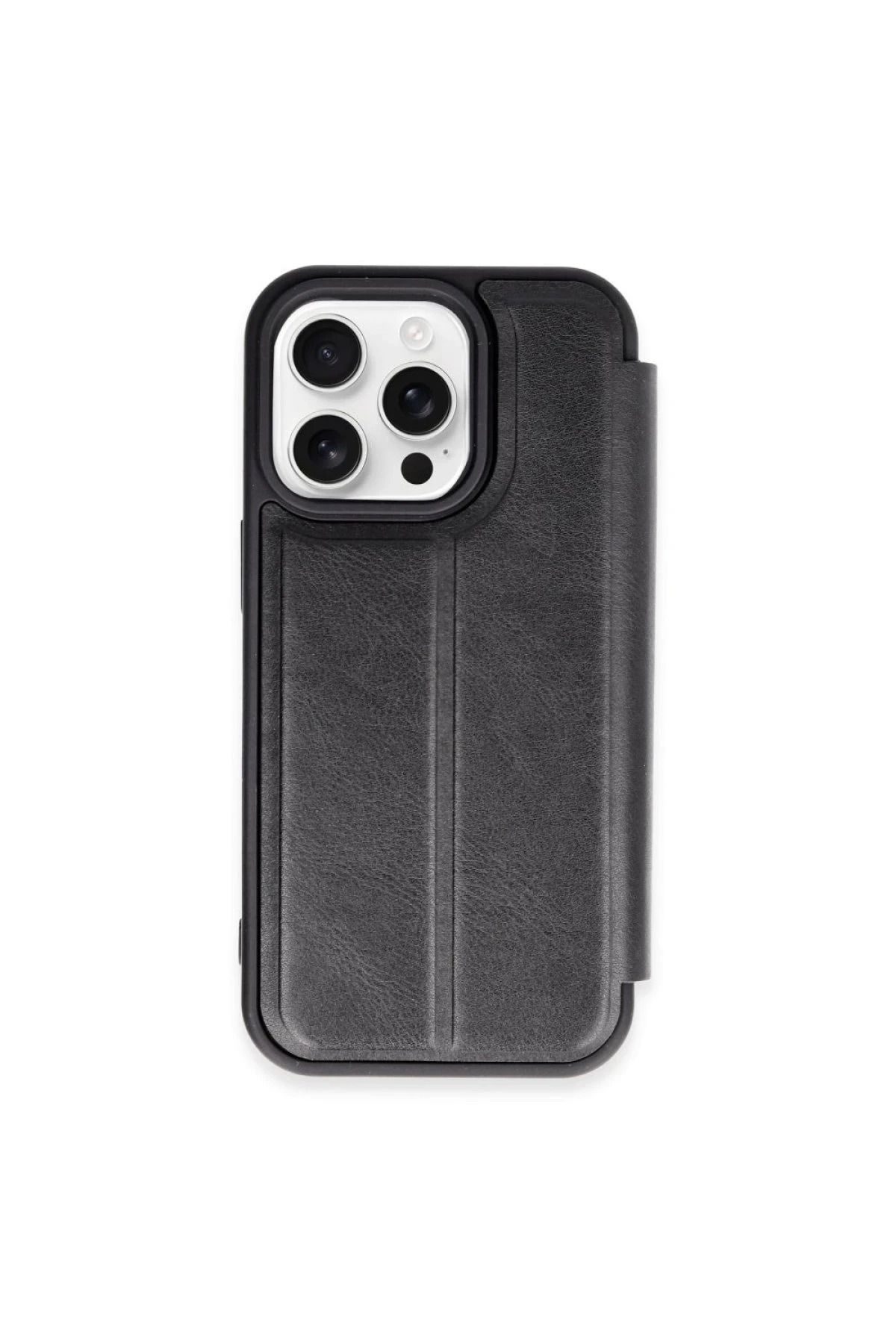 NewFace iPhone 15 Pro Max Kılıf Flip Cover - Siyah INSLM