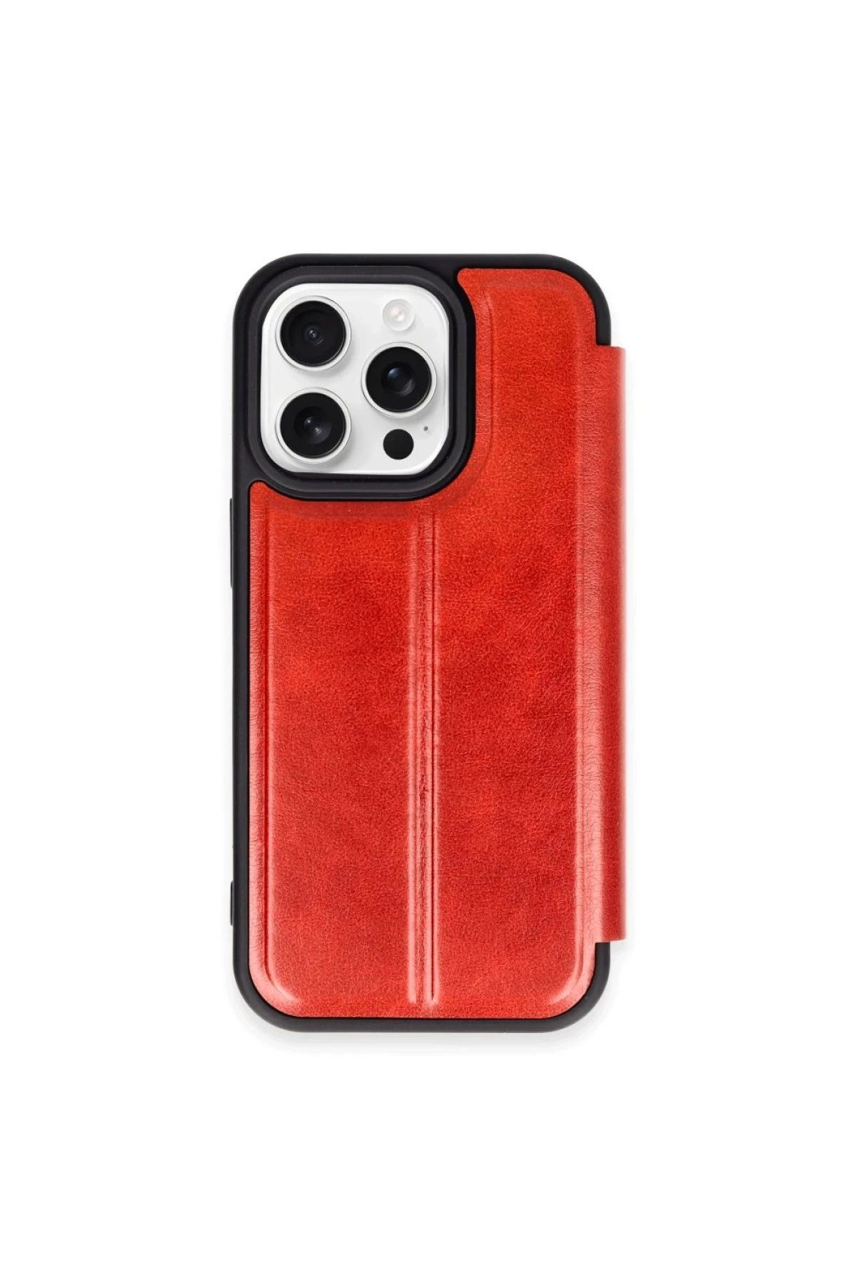 NewFace iPhone 15 Pro Max Kılıf Flip Cover - Kırmızı INSLM