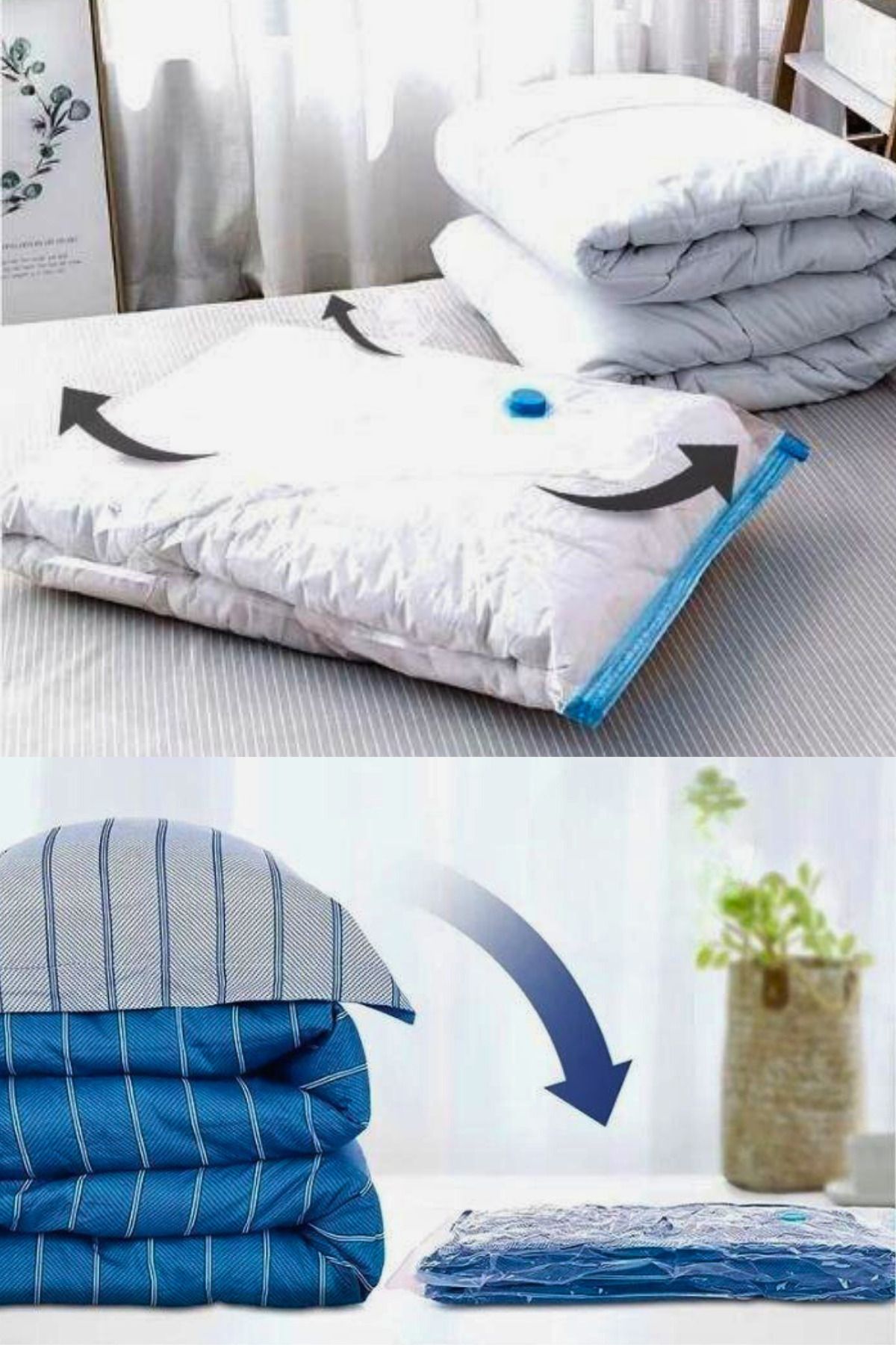 Vekorr-2 Pieces 55 X 90 cm Vacuum Multi-Purpose Storage Bag Pillow Quilt Clothing Storage Bag Set 3