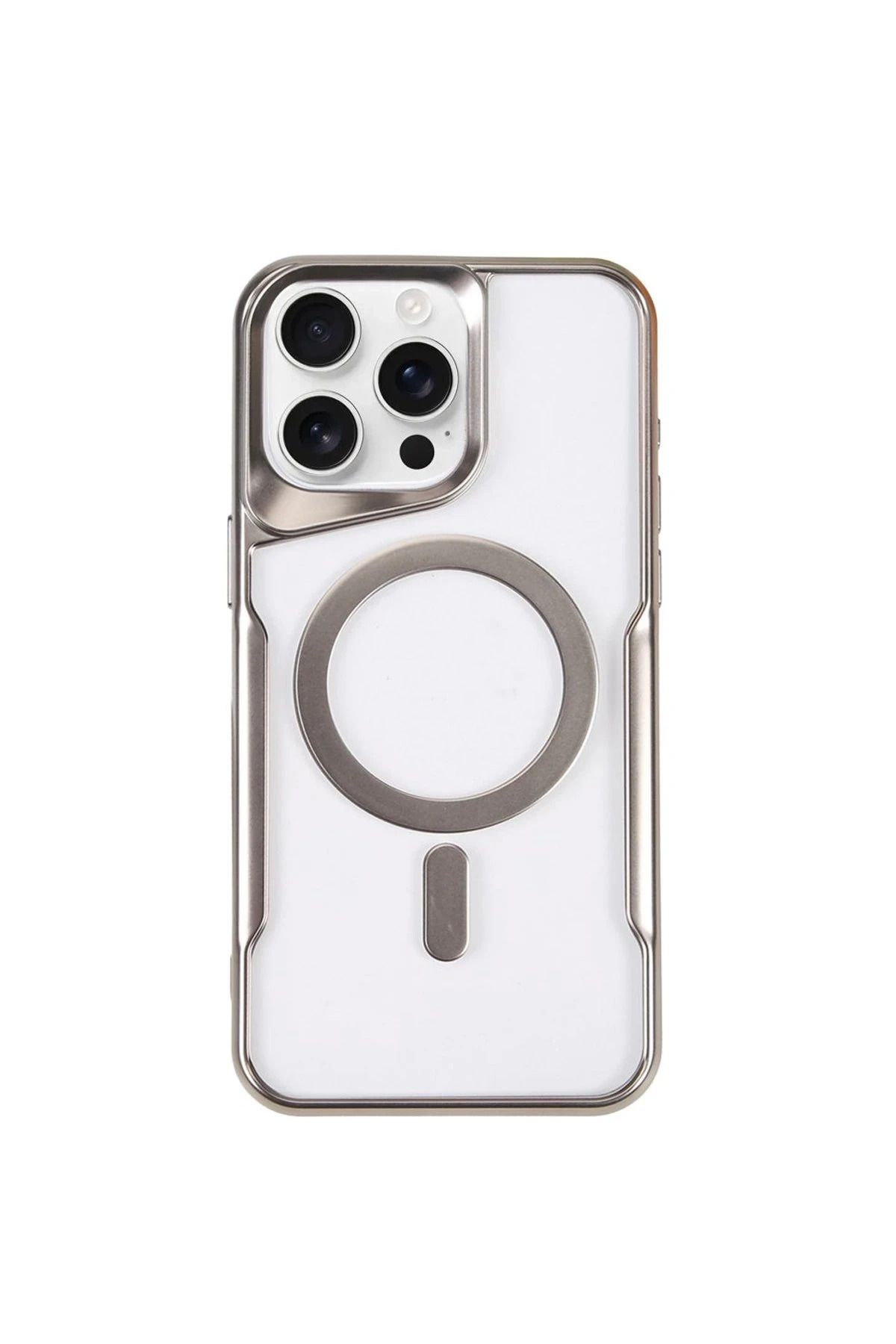 NewFace iPhone 14 Pro Max Kılıf Boyi Magsafe Silikon Kapak - Gümüş BSTMY