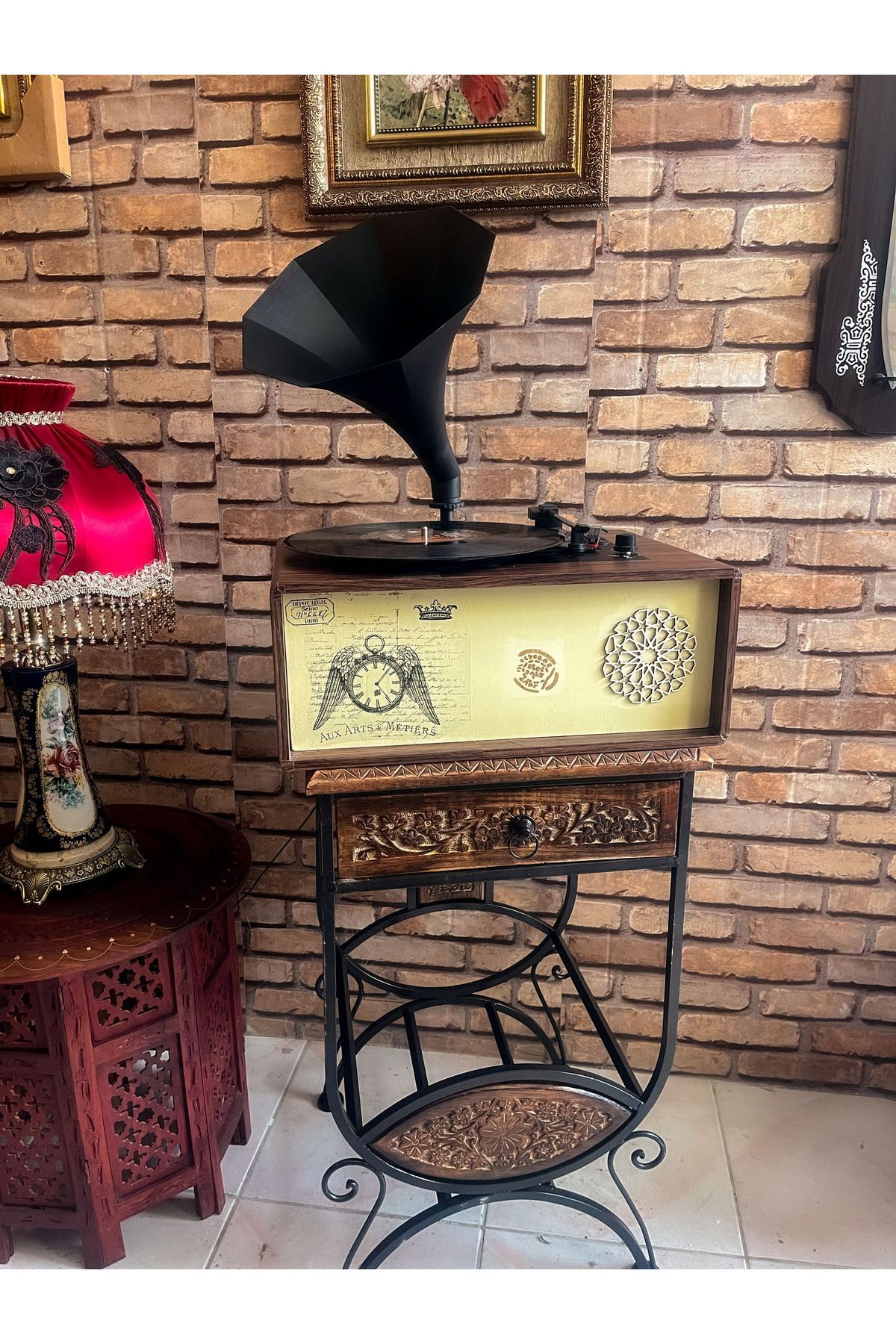 decolab ELYAPIMI ahşap Gramofon pikap çalar bütün plakları çalar KALİTELİ SES dayanıklı ve şık