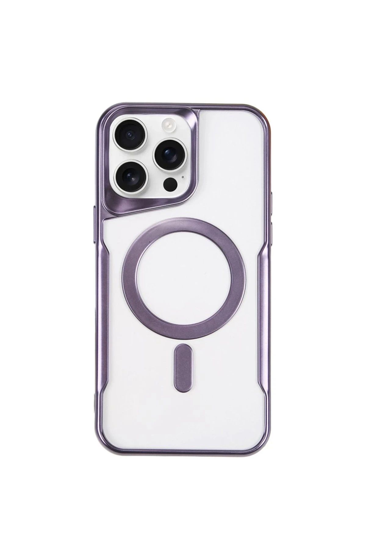 NewFace iPhone 15 Pro Max Kılıf Boyi Magsafe Silikon Kapak - Derin Mor INSLM