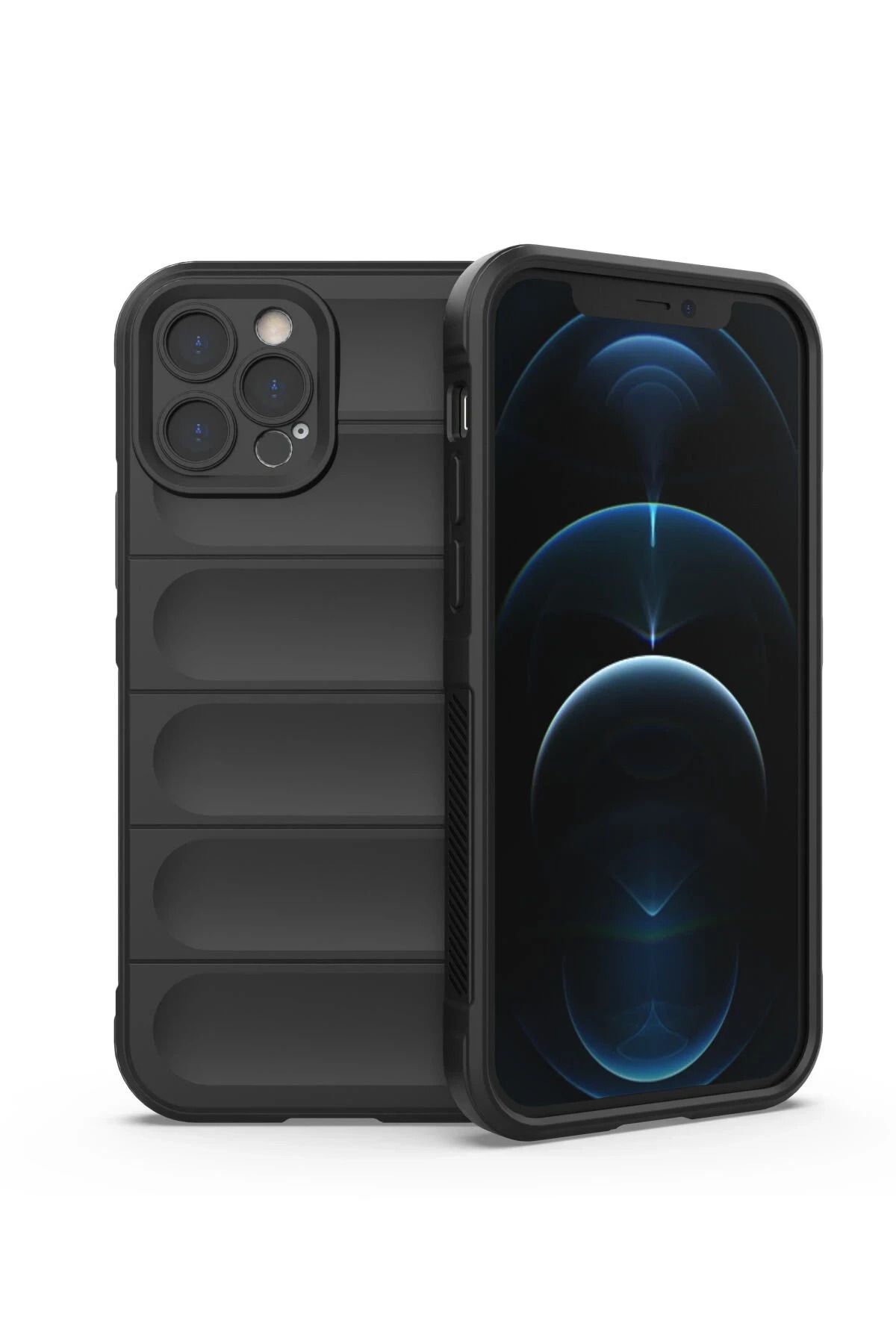 NewFace iPhone 12 Pro Max Uyumlu  Kılıf Optimum Silikon - Siyah HNZRN