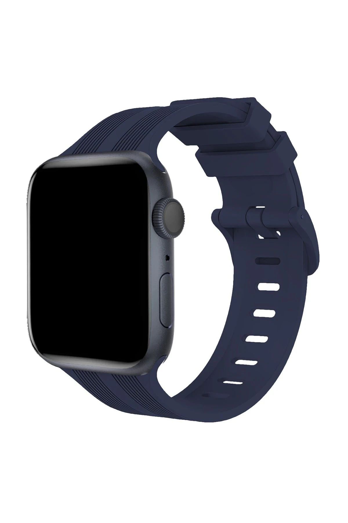 NewFace Apple Watch 38mm KR408 Çizgili Silikon Kordon - Lacivert INSLM
