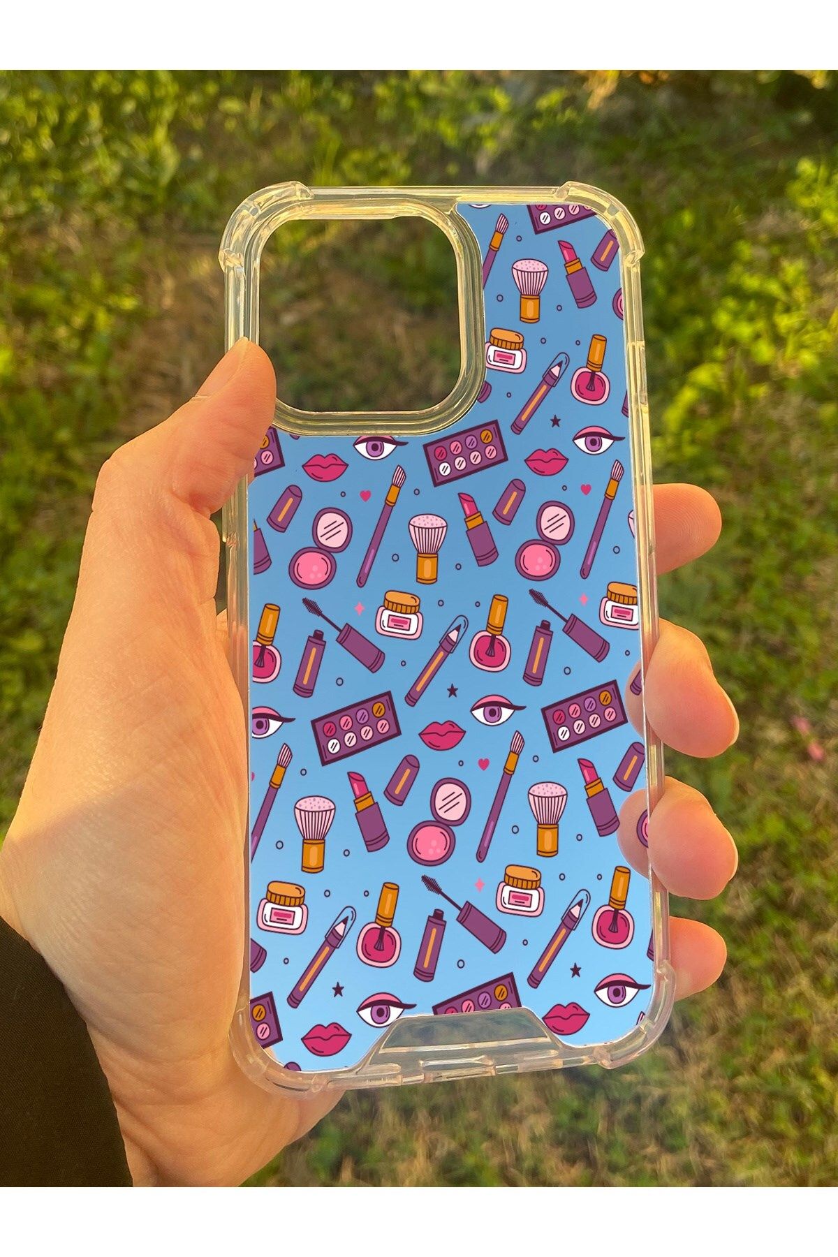 MBB ETİCARET İphone 15 Pro Uyumlu Aynalı Makyaj Desenli Darbe Kamera Korumalı Silikon Telefon Kılıfı