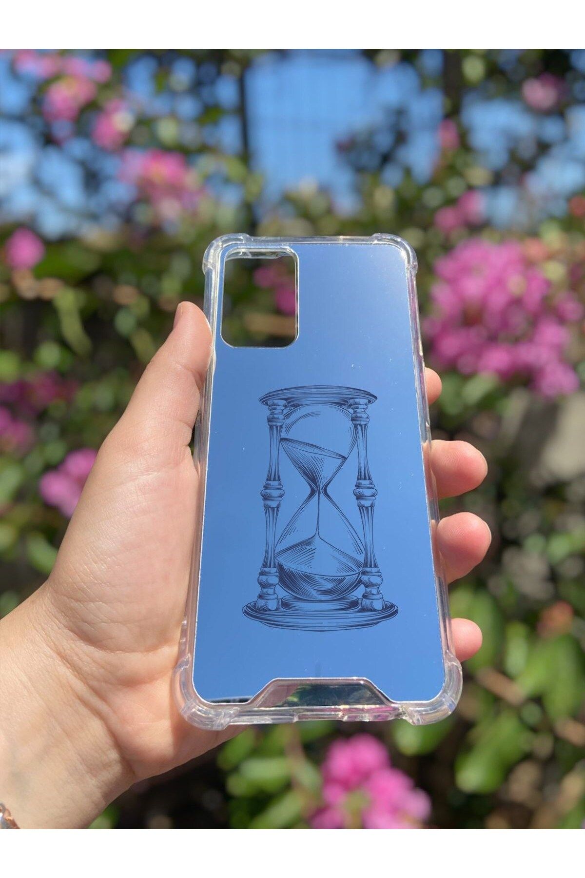 blueb Oppo A16 Uyumlu Aynalı Kum Saati Desenli Darbe Kamera Korumalı Silikon Telefon Kılıfı