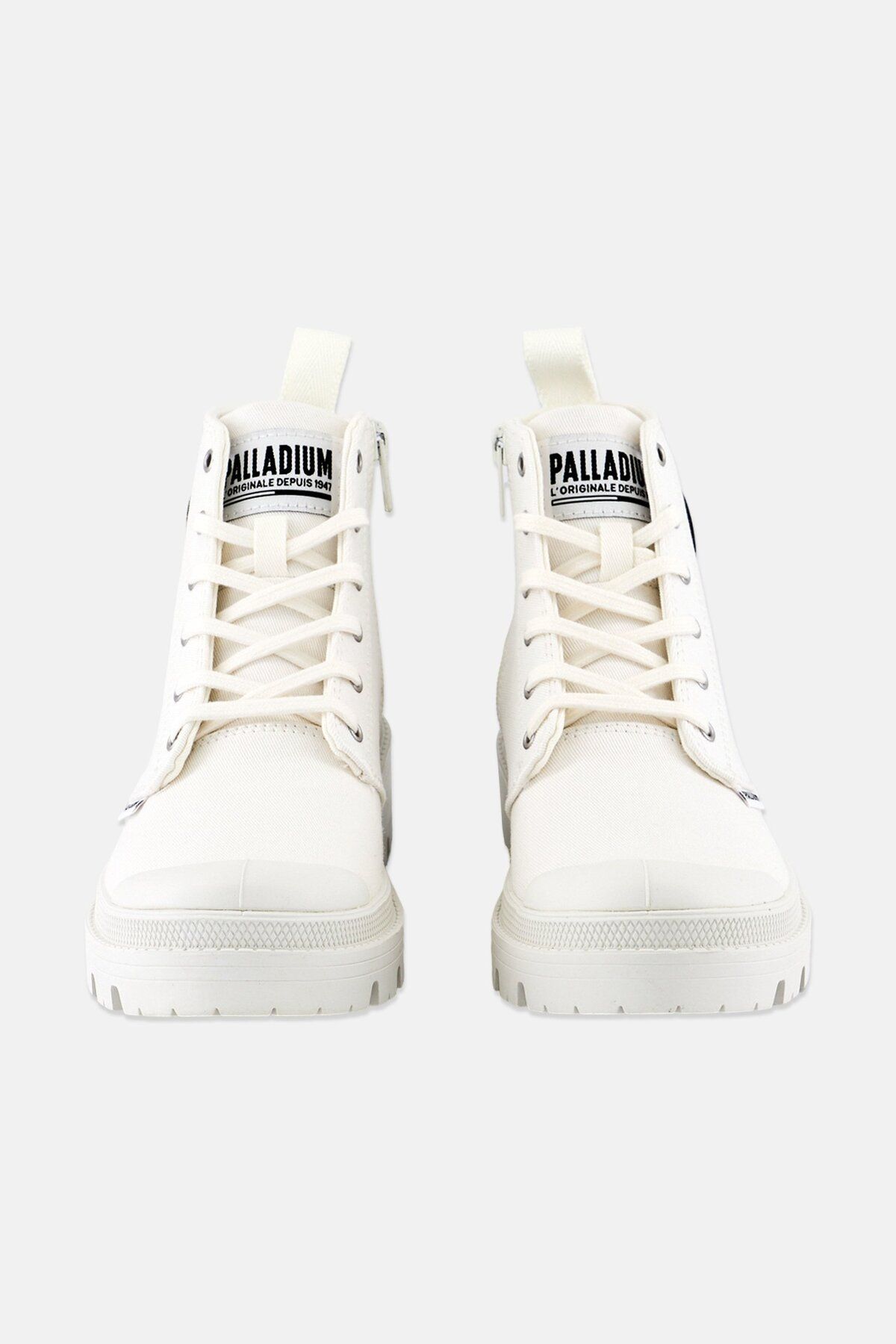 Palladium-Women Pallabase Twill Lace Up Ankle Boots, White 3