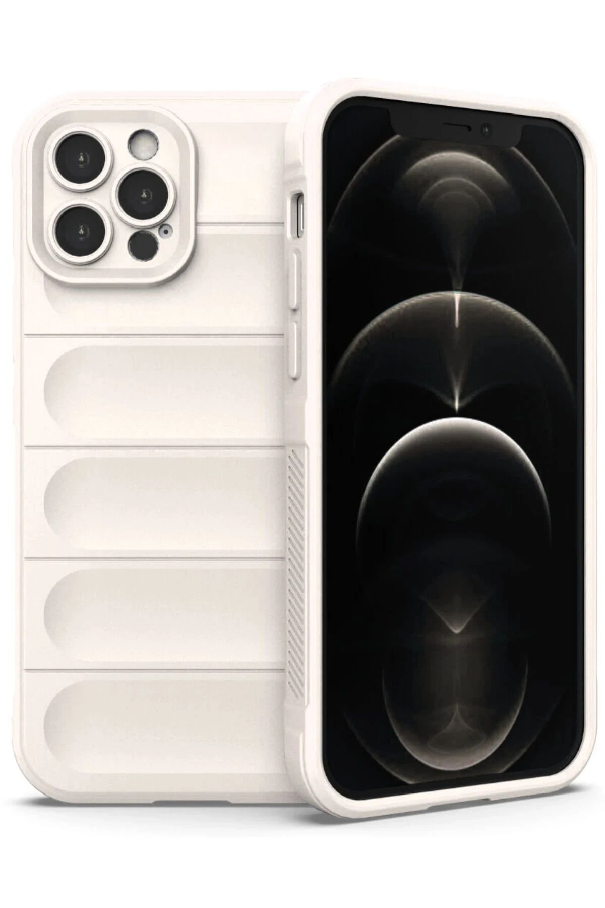 NewFace iPhone 12 Pro Uyumlu Kılıf Optimum Silikon - Krem