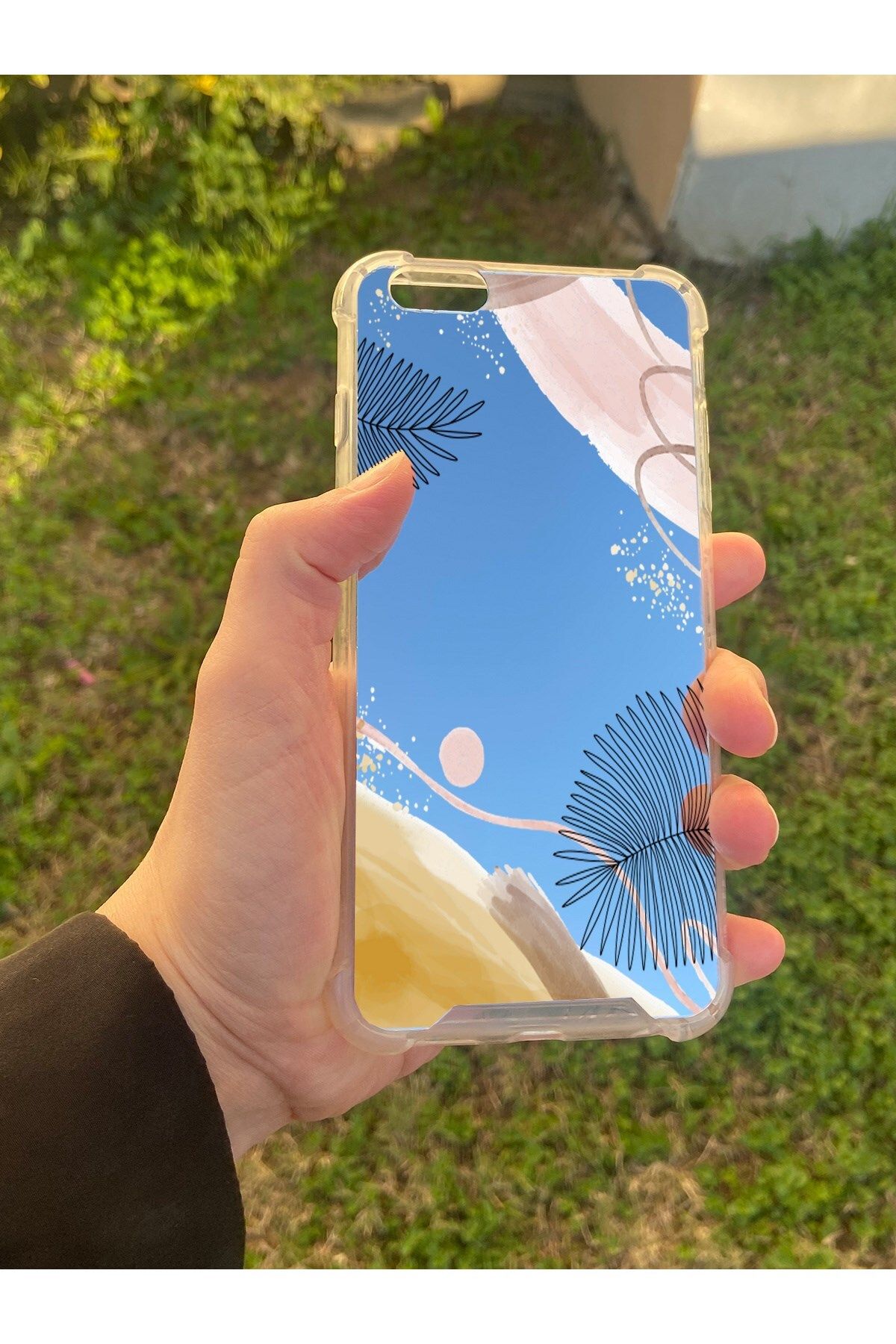 blueb İphone 6 Plus Uyumlu Aynalı Karışık Desenli Darbe Kamera Korumalı Silikon Telefon Kılıfı