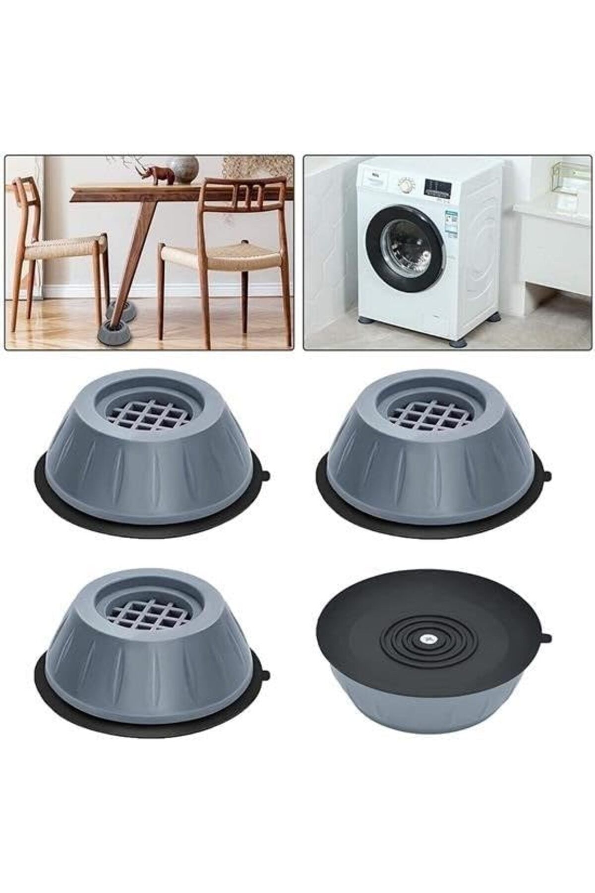 STOREMAX Rom Çamaşır Makinesi Sarsıntı Titreşim Ses Önleyici Kaydırmaz Ayak 4lü Set (4 Adet) Romshp