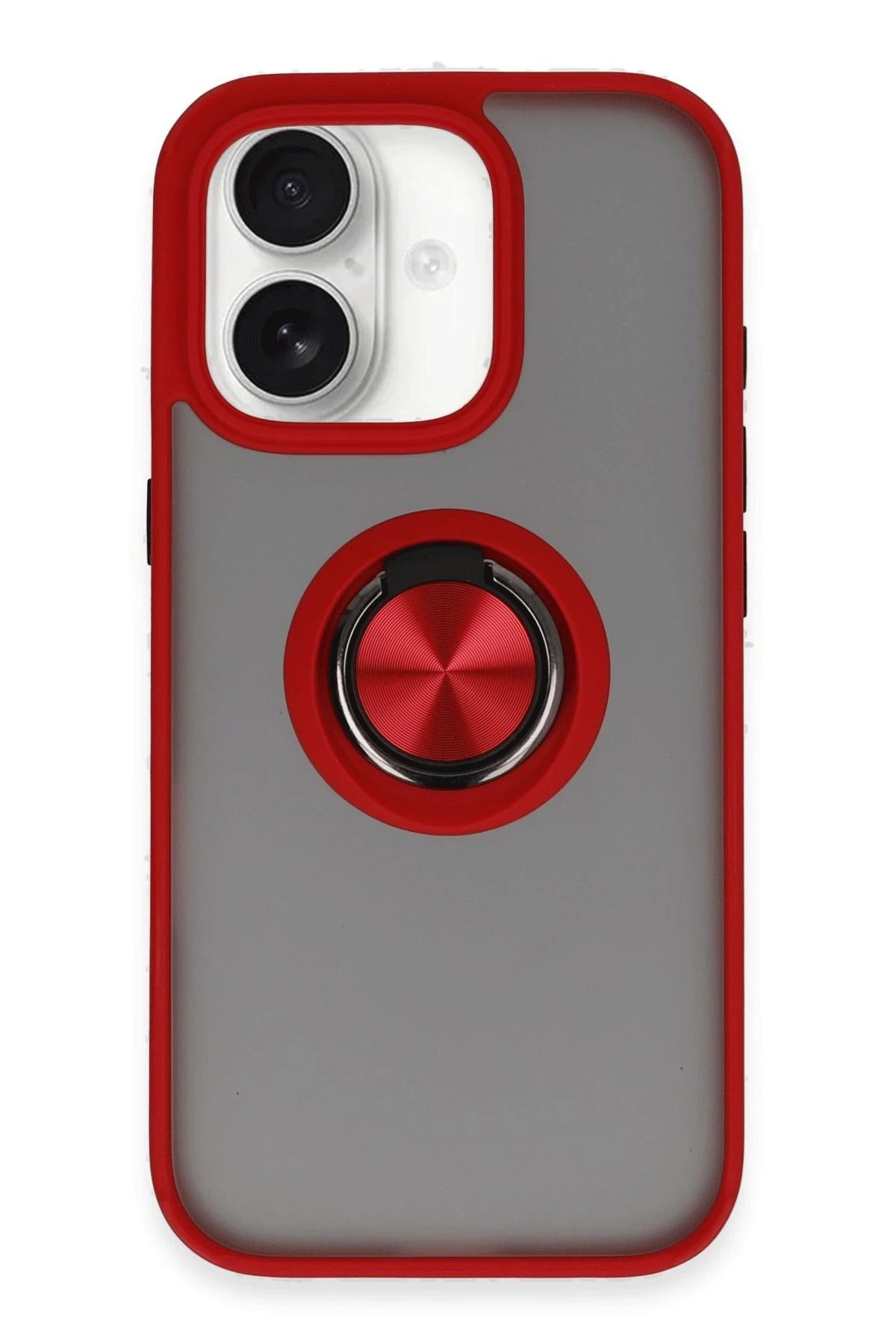 NewFace iPhone 16 Kılıf Montreal Yüzüklü Silikon Kapak - Kırmızı JOJUA