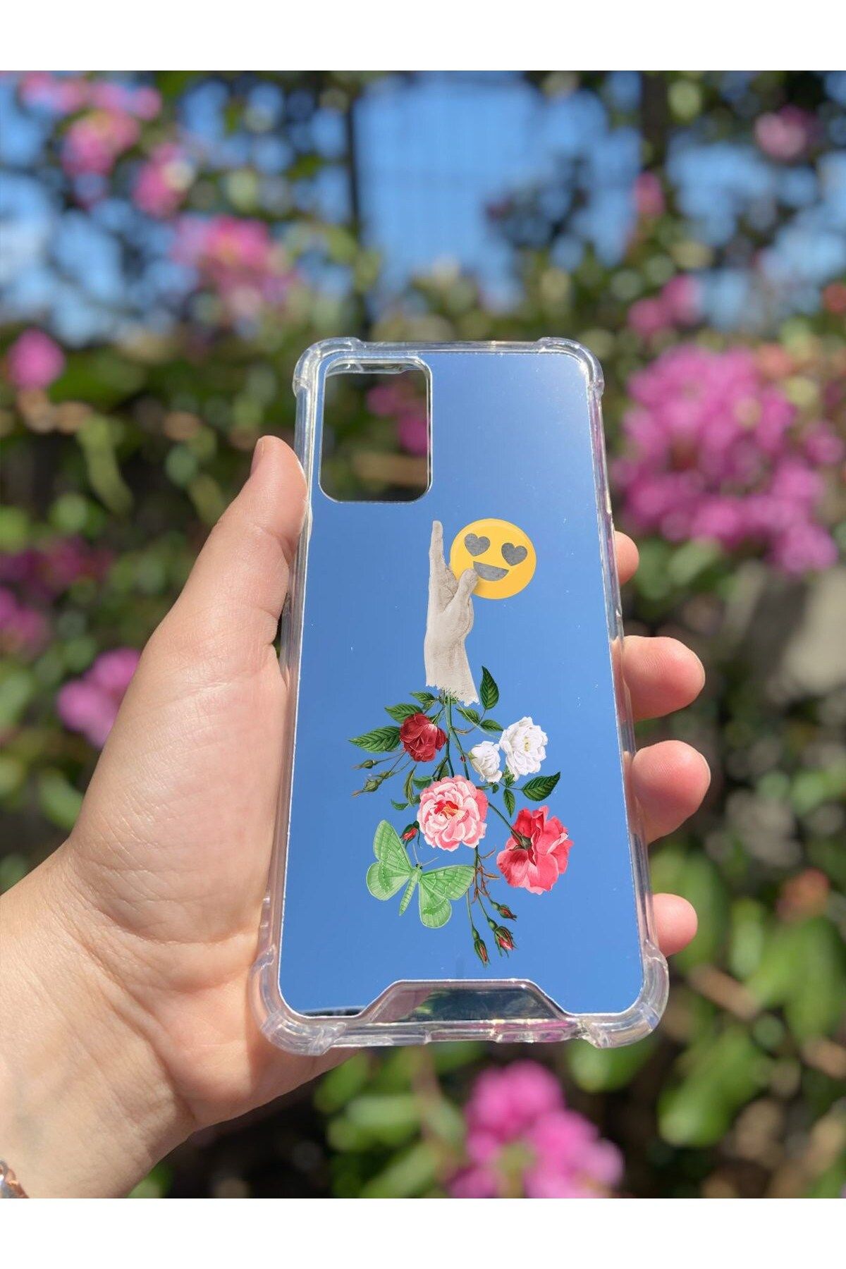 blueb Oppo A16 Uyumlu Aynalı Emoji Desenli Darbe Kamera Korumalı Silikon Telefon Kılıfı