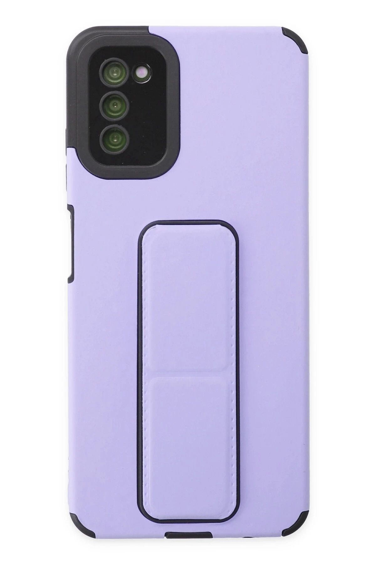 NewFace Samsung Galaxy A03S Kılıf Mega Standlı Silikon - Lila FERRG