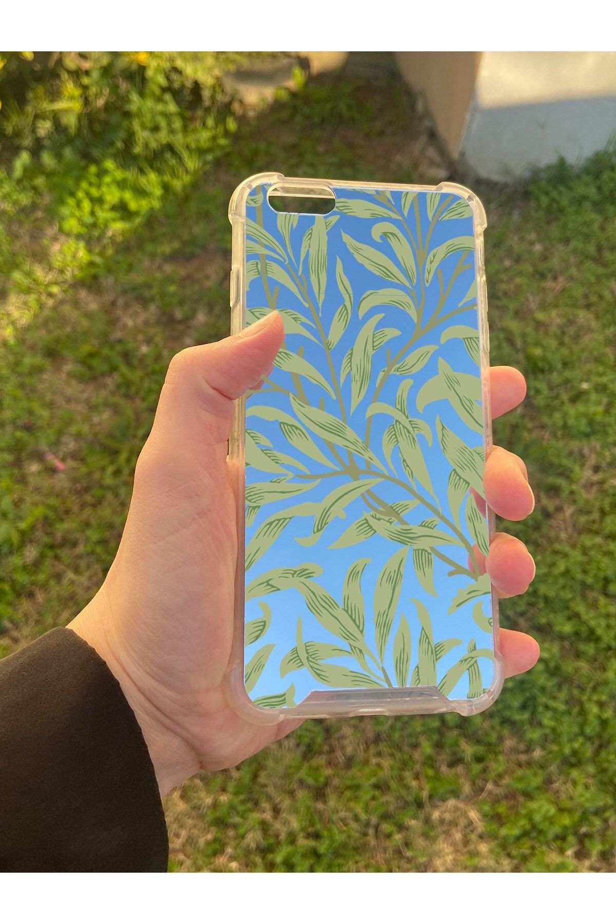 MBB ETİCARET İphone 6 Plus Uyumlu Aynalı Yaprak Desenli Darbe Kamera Korumalı Silikon Telefon Kılıfı