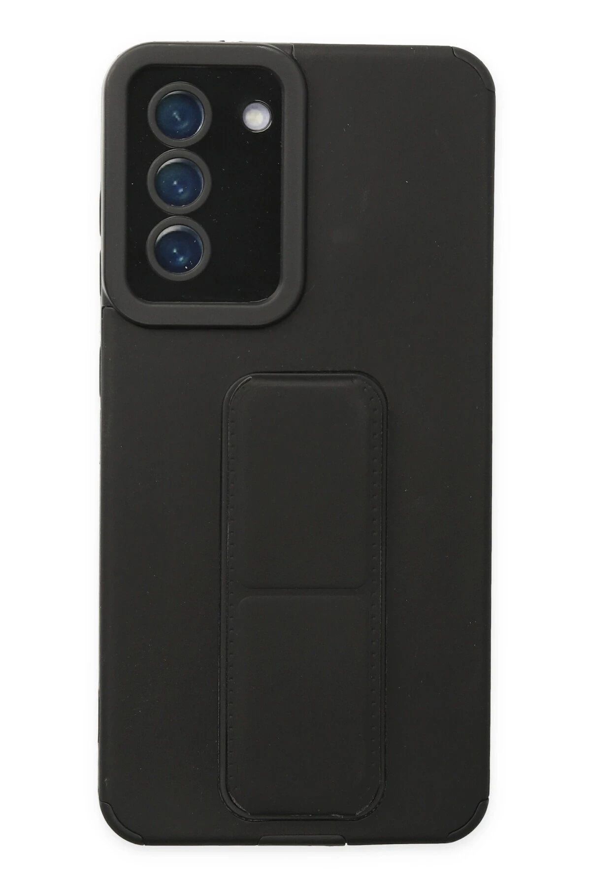 NewFace Samsung Galaxy S21 FE Kılıf Mega Standlı Silikon - Siyah FERRG