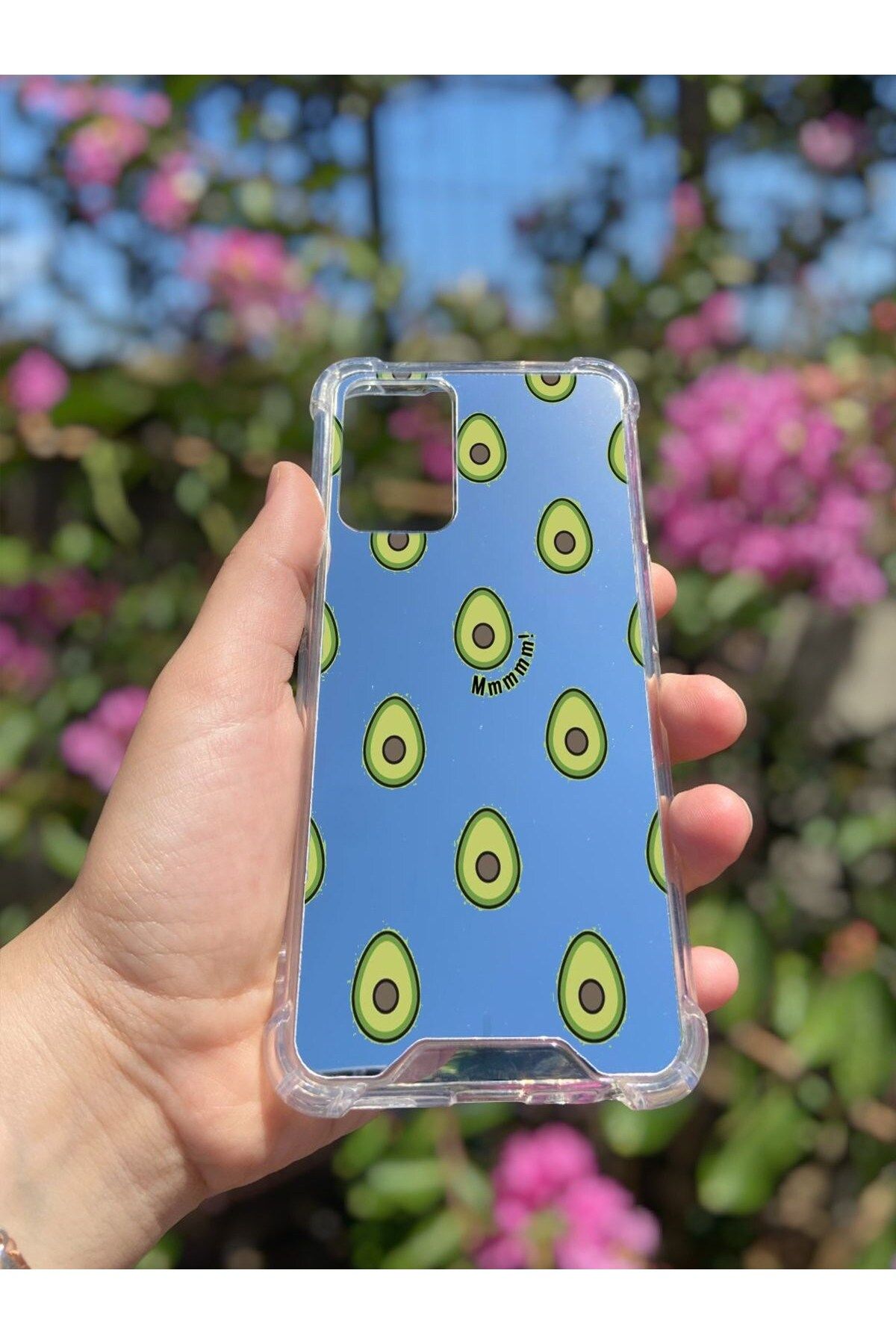 blueb Oppo A55 4G Uyumlu Aynalı Avakado Desenli Darbe Kamera Korumalı Silikon Telefon Kılıfı