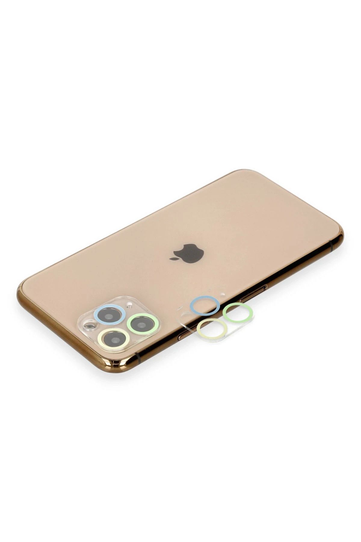 NewFace iPhone 11 Pro Max Renkli Kamera Lens Koruma Cam - Yeşil-Sarı NRMSA
