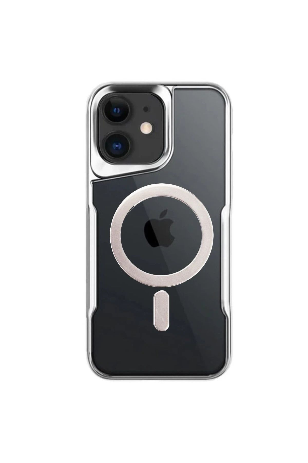 NewFace iPhone 11 Kılıf Boyi Magsafe Silikon Kapak - Gümüş NRMSA