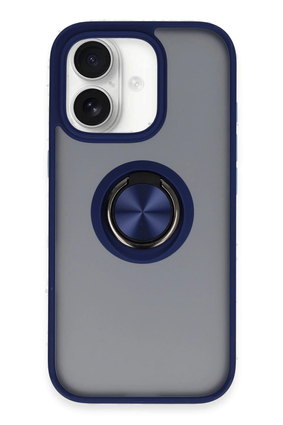 NewFace iPhone 16 Kılıf Montreal Yüzüklü Silikon Kapak - Lacivert JOJUA