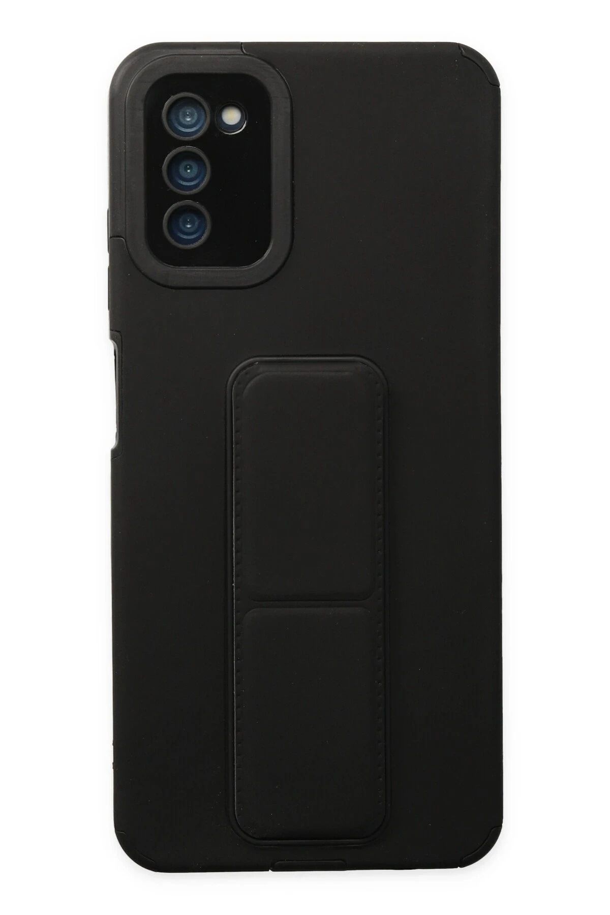 NewFace Samsung Galaxy A03S Kılıf Mega Standlı Silikon - Siyah DPMAH