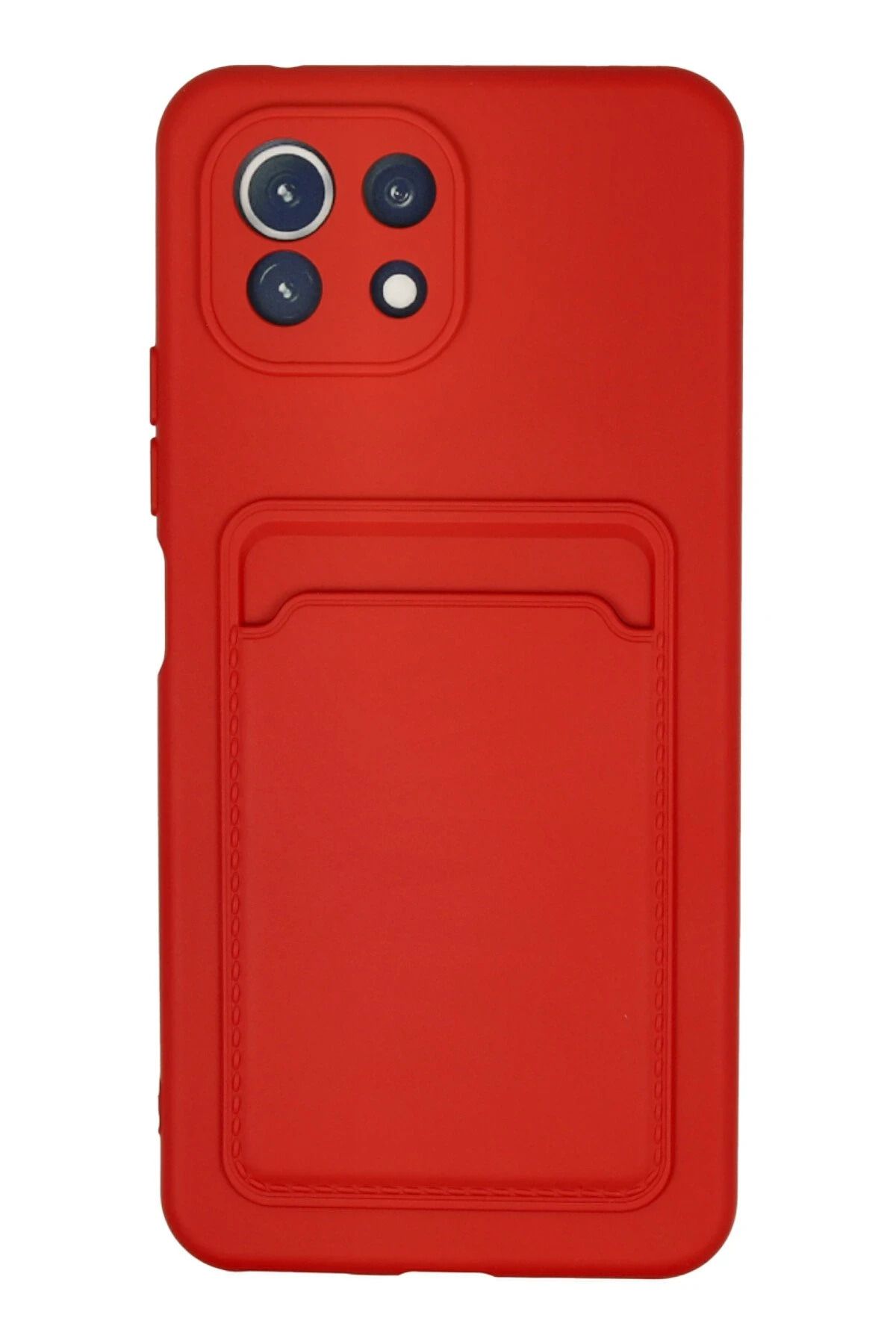NewFace Xiaomi Mi 11 Kılıf Kelvin Kartvizitli Silikon - Kırmızı NRMSA