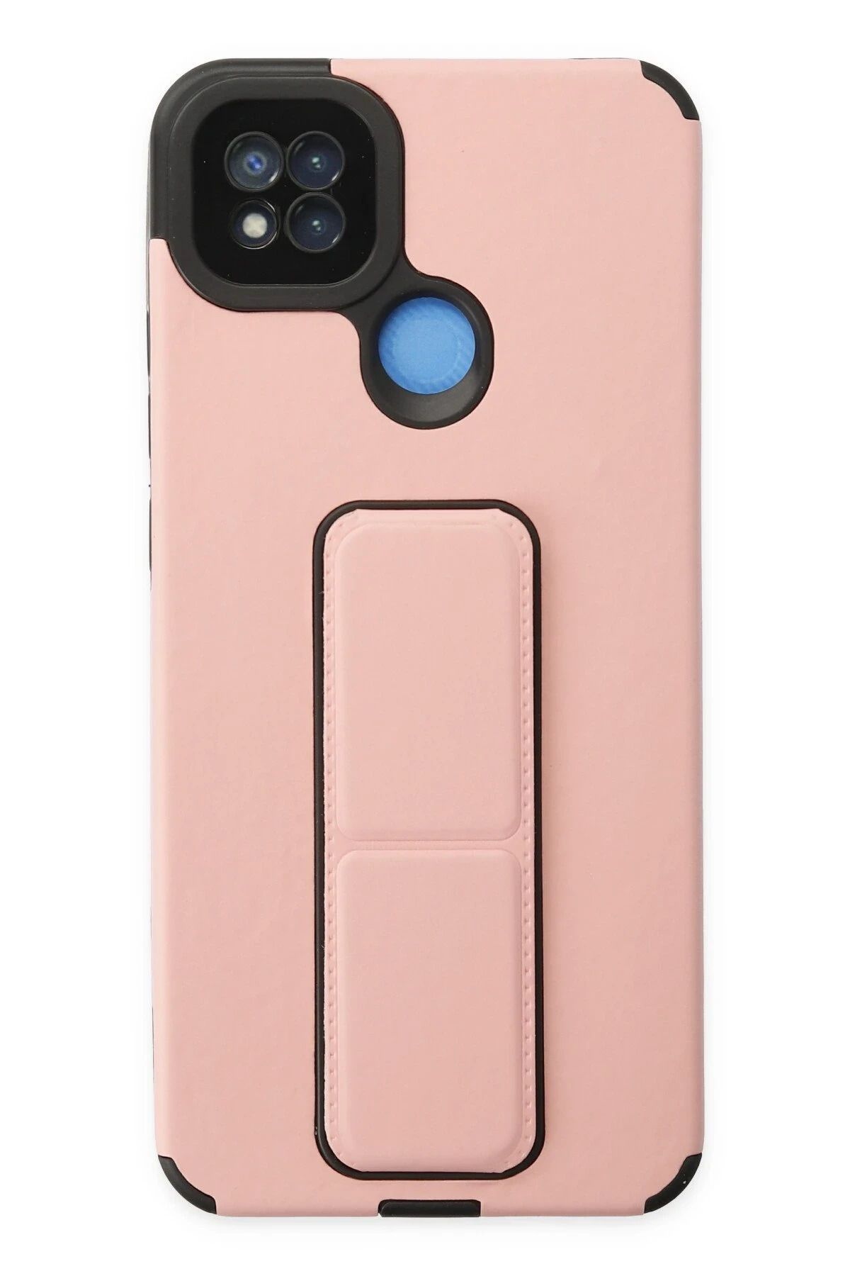 NewFace Xiaomi Redmi 9C Kılıf Mega Standlı Silikon - Pudra FERRG