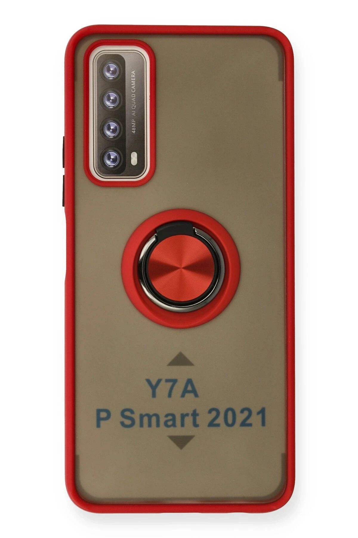 NewFace Huawei P Smart 2021 Kılıf Montreal Yüzüklü Silikon Kapak - Kırmızı BSTMY
