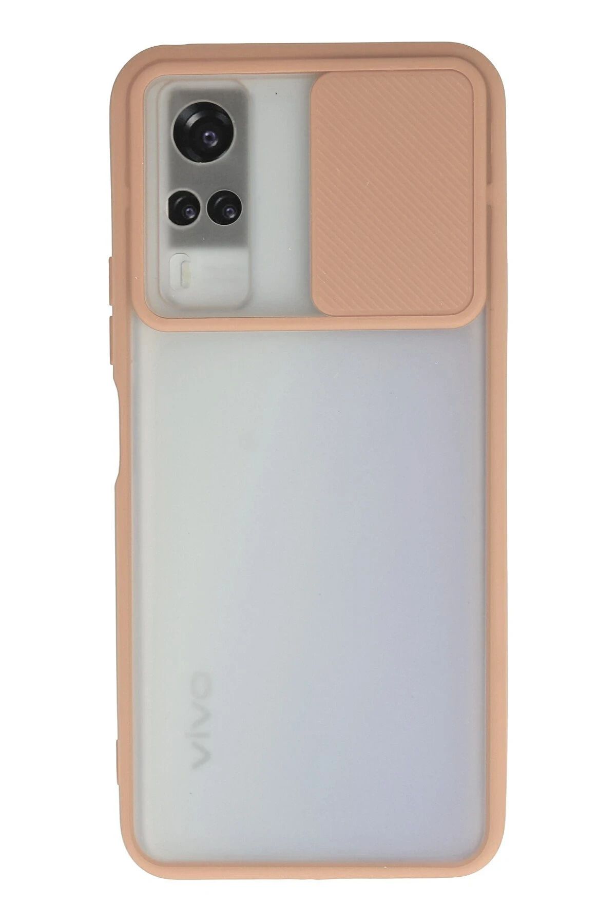 NewFace Vivo Y53S Kılıf Palm Buzlu Kamera Sürgülü Silikon - Pembe BSTMY