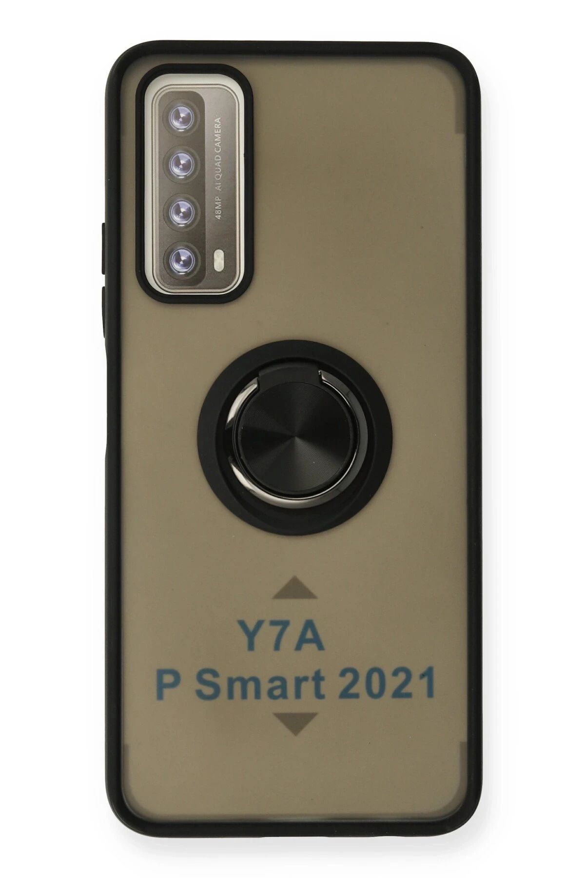 NewFace Huawei P Smart 2021 Kılıf Montreal Yüzüklü Silikon Kapak - Siyah HNZRN