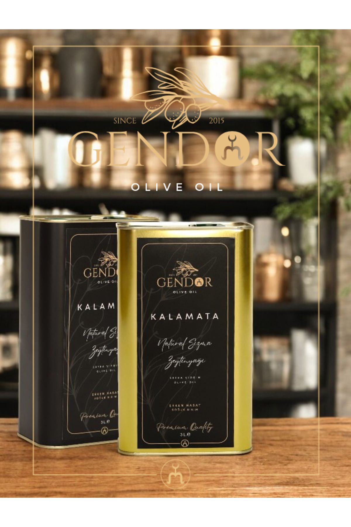 Gendor Olive Oil Gendor Kalamata Erken Hasat Natural Sızma Zeytinyağı 3L