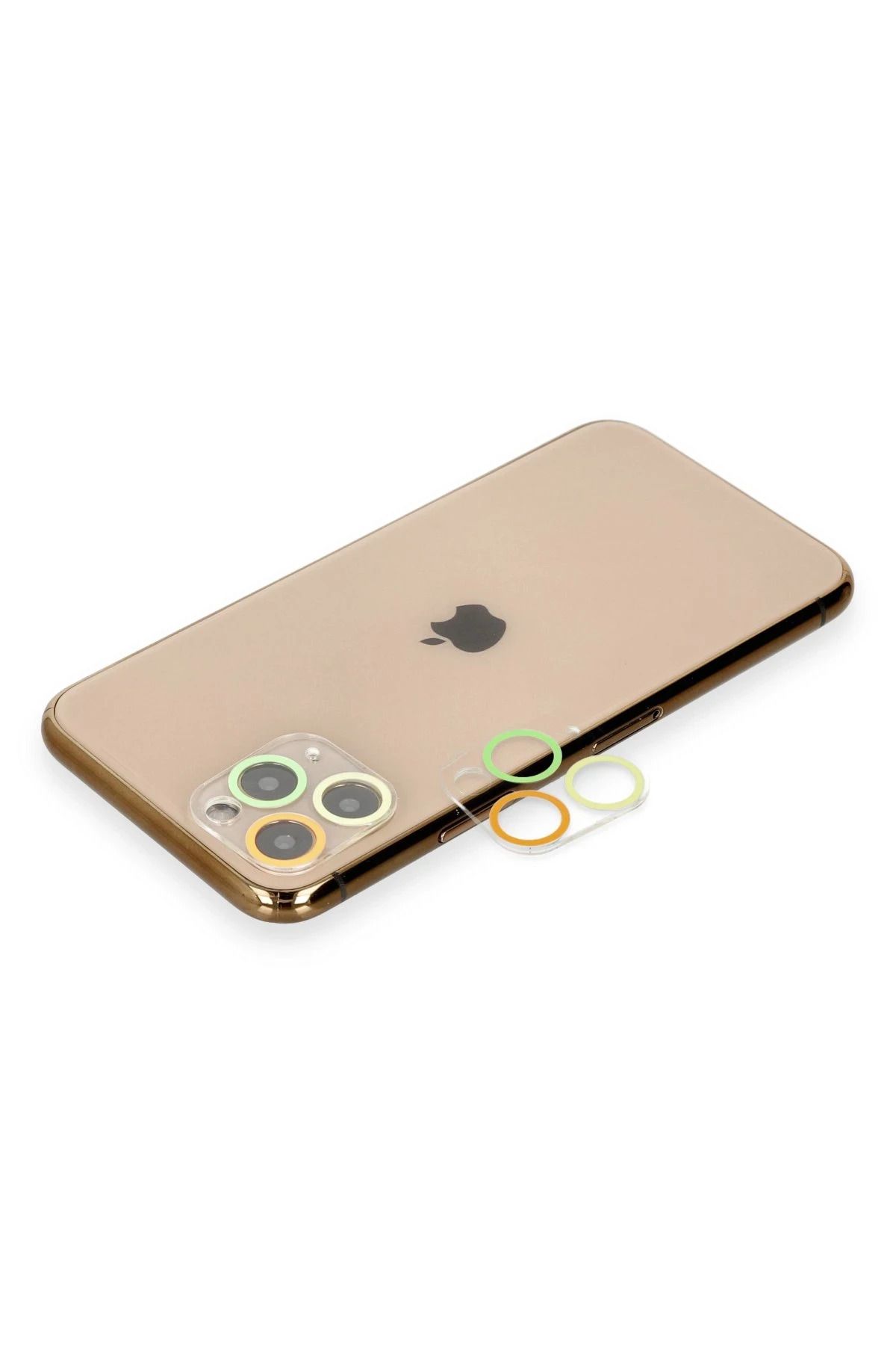 NewFace iPhone 11 Pro Max Uyumlu  Renkli Kamera Lens Koruma Cam - Sarı-Turuncu ALMLA