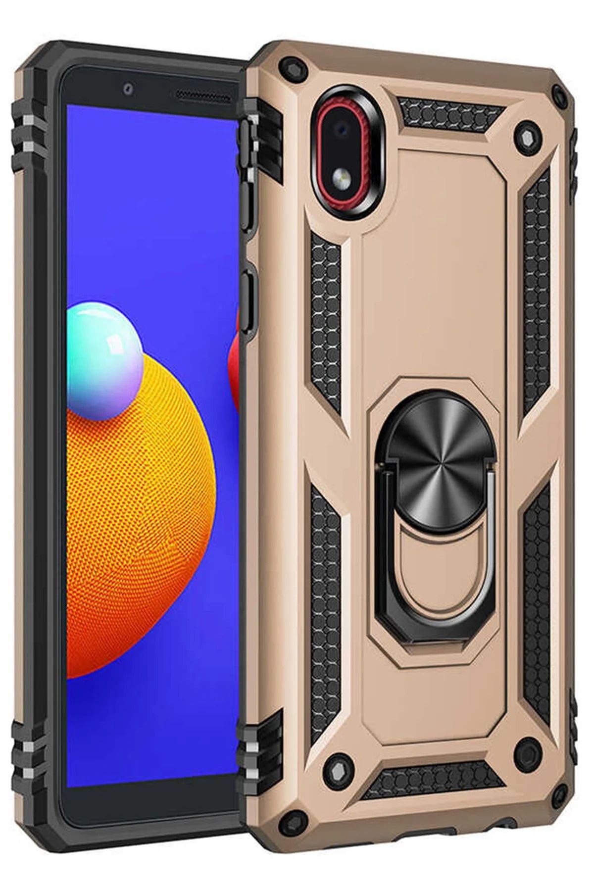 NewFace Samsung Galaxy A01 Core Kılıf Sofya Yüzüklü Silikon Kapak - Gold DPMAH