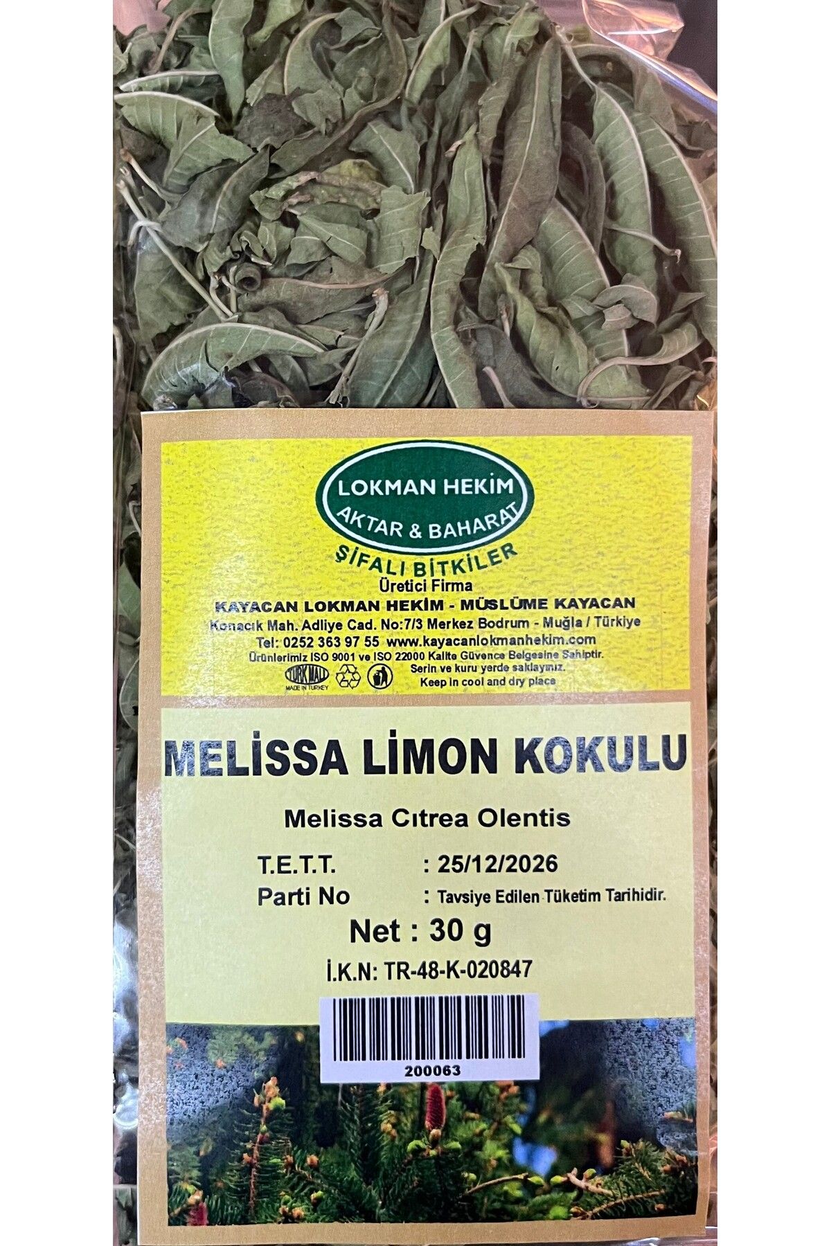 Lokman Hekim Melisa limon kokulu 30gr.