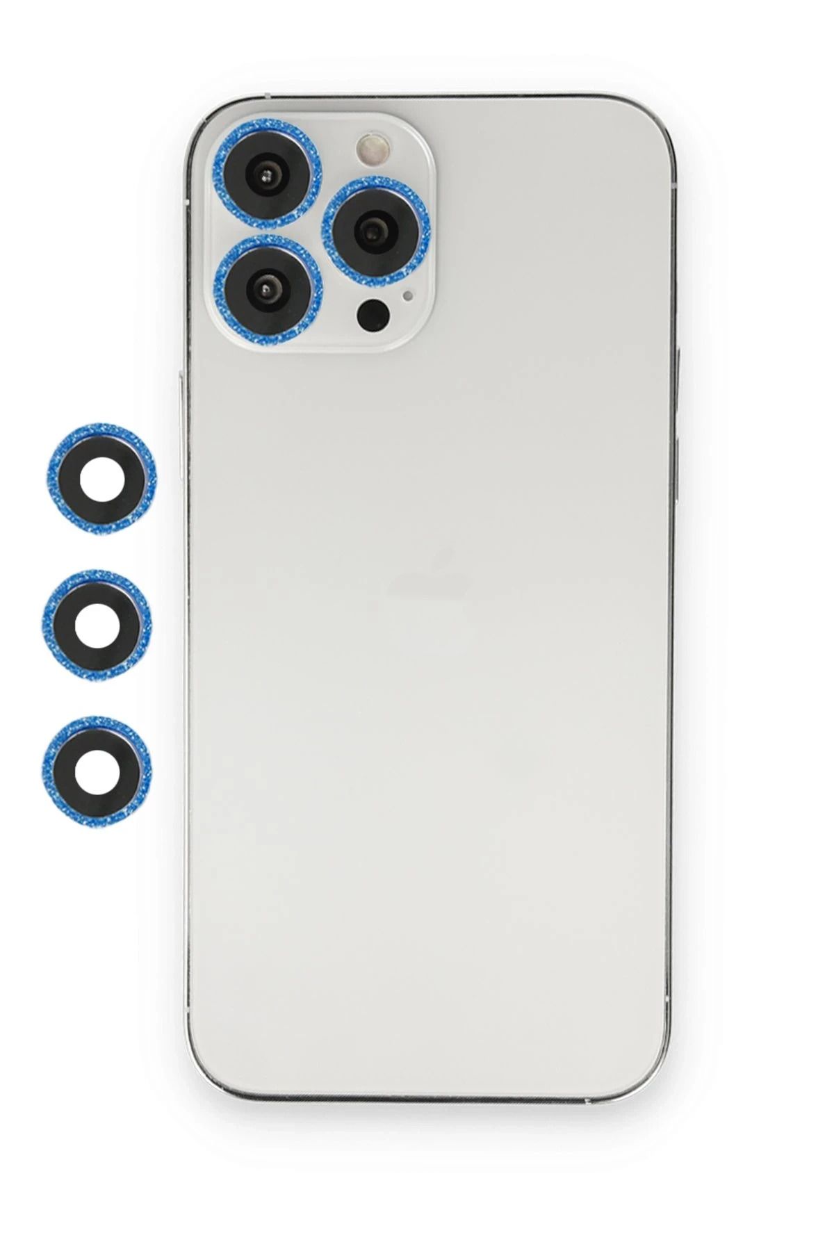 NewFace iPhone 12 Pro Uyumlu Shine Kamera Lens - Mavi DRSTR