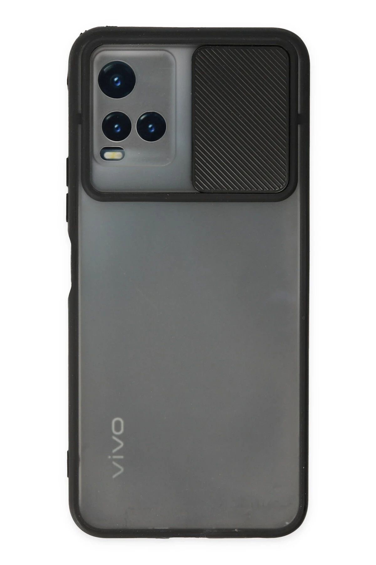 NewFace Vivo Y33S Kılıf Palm Buzlu Kamera Sürgülü Silikon - Siyah BSTMY