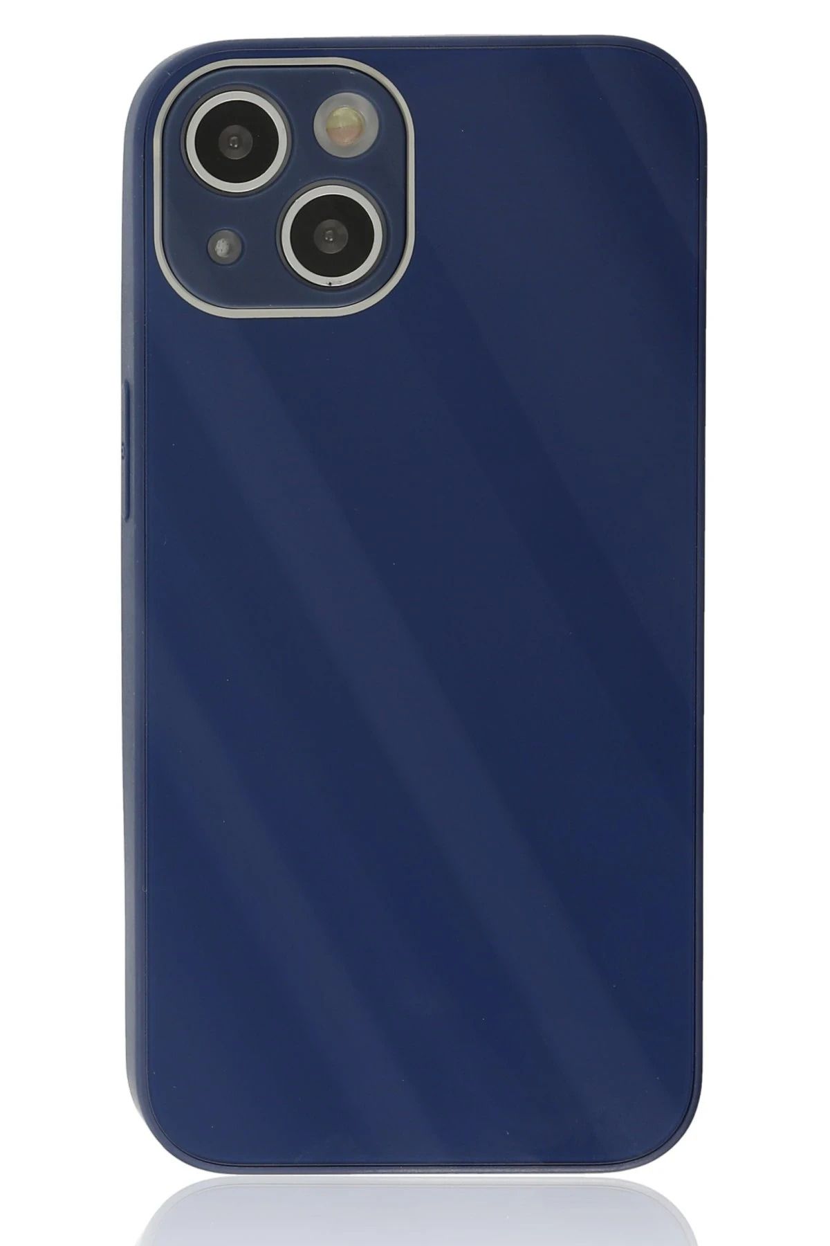 NewFace iPhone 14 Plus Kılıf Glass Kapak - Lacivert NRMSA