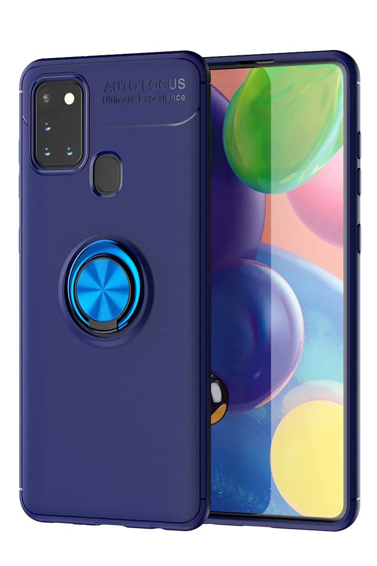 NewFace Samsung Galaxy M31 Kılıf Range Yüzüklü Silikon - Mavi YNSMR