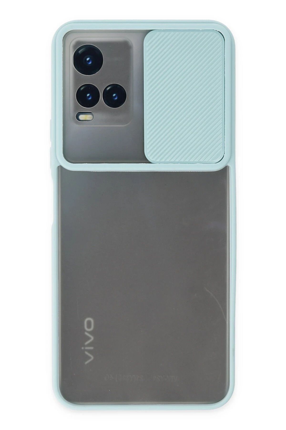NewFace Vivo Y33S Kılıf Palm Buzlu Kamera Sürgülü Silikon - Turkuaz HNZRN
