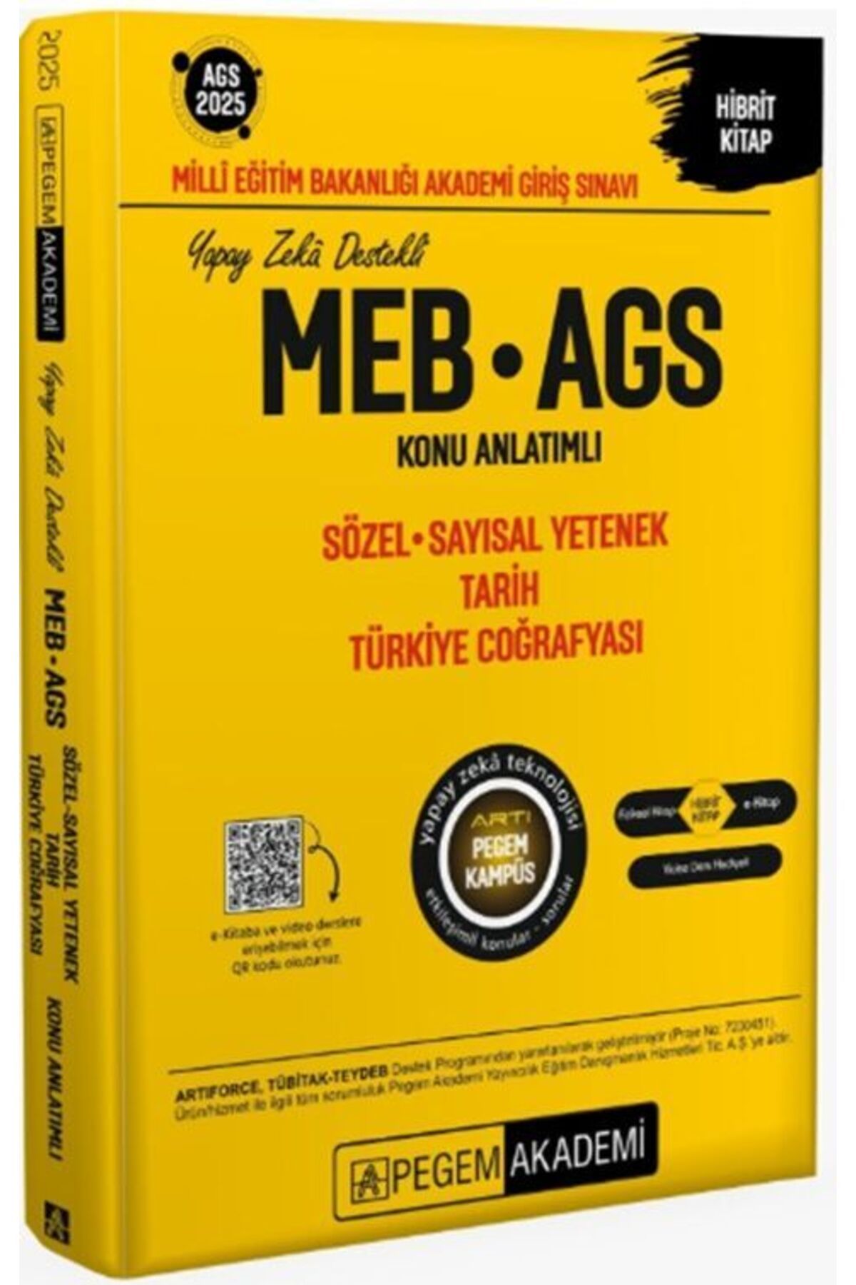 Pegem Akademi Yayıncılık Pegem Yayınları 2025 MEB AGS Sözel Sayısal Yetenek Tarih Türkiye Coğrafyası Konu Anlatımlı