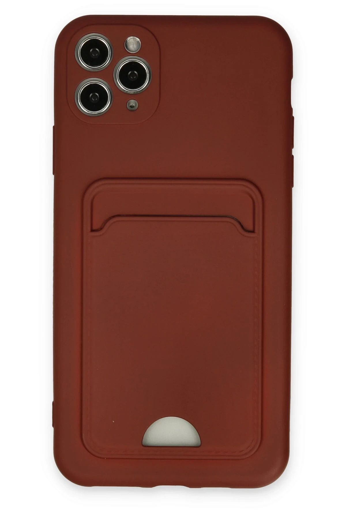 NewFace iPhone 11 Pro Max Kılıf Kelvin Kartvizitli Silikon - Bordo NRMSA