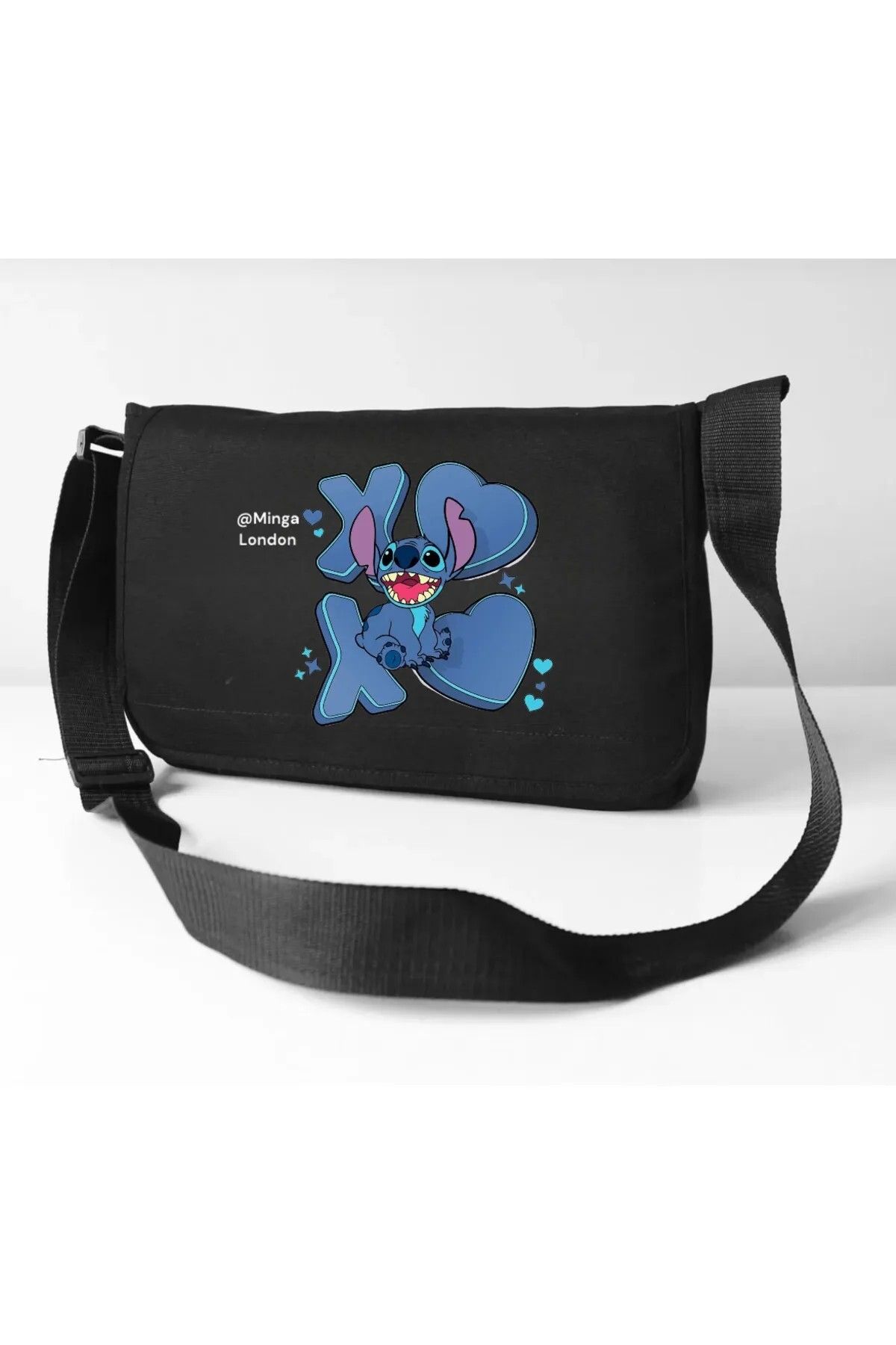 weywot Siyah Stitch XO-XO Okul, Kurs, Dershane Postacı Çantası