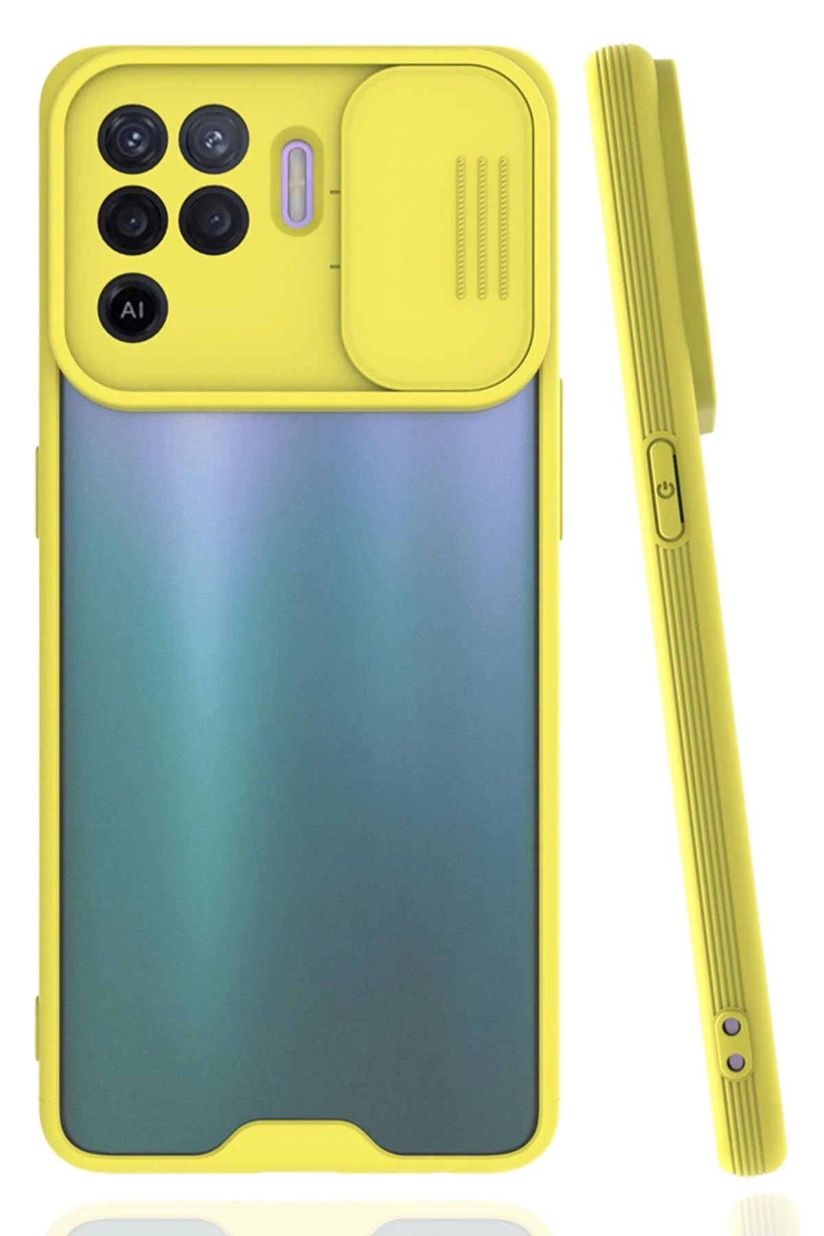 NewFace Reno 5 Lite Kılıf Platin Kamera Koruma Silikon - Sarı JOJUA