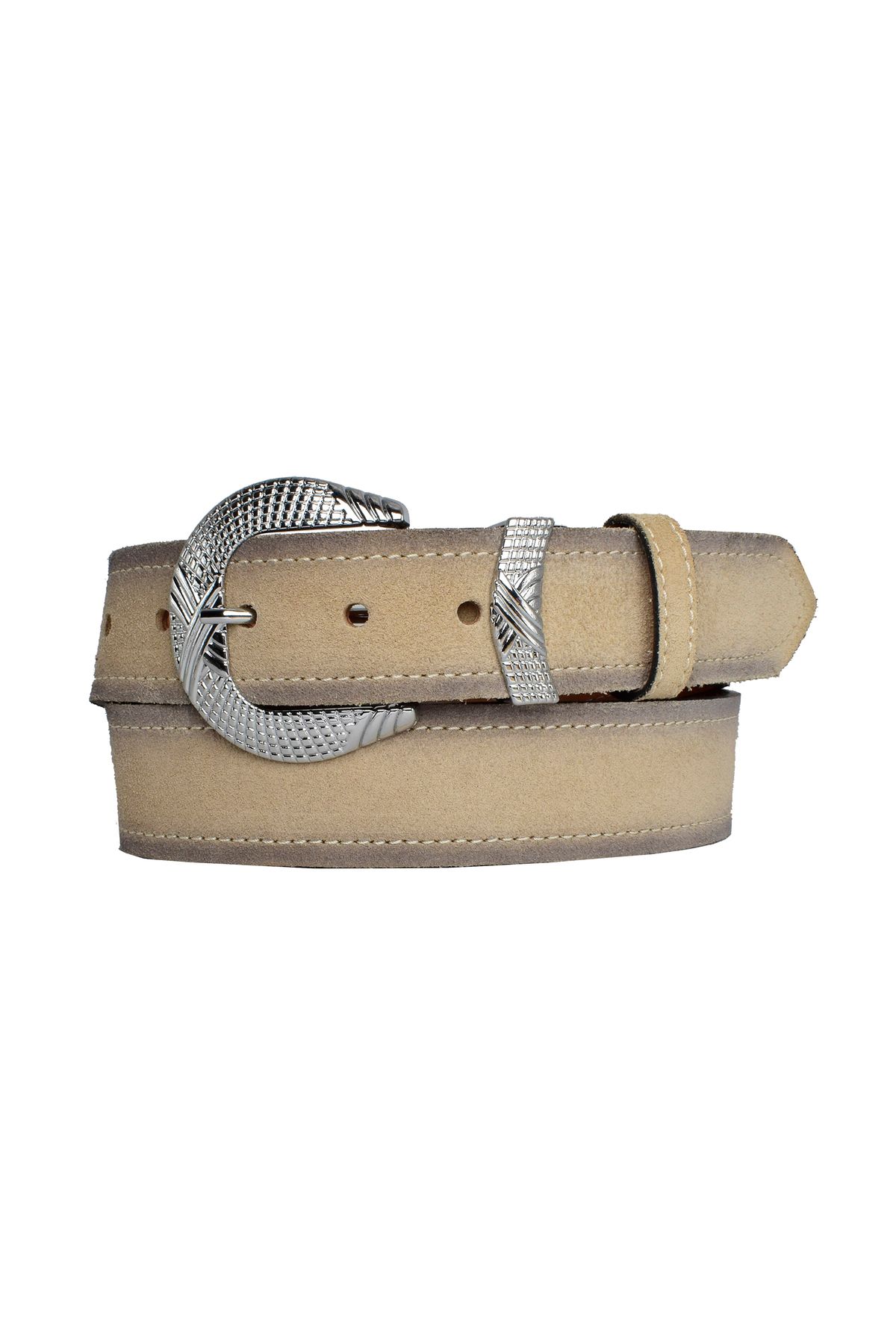 GoDeri-100% piele naturală, argintiu cataramă pentru costum 4 cm curea de damă piele întoarsă crem; Blugi, centura sport=an-byn-63 5