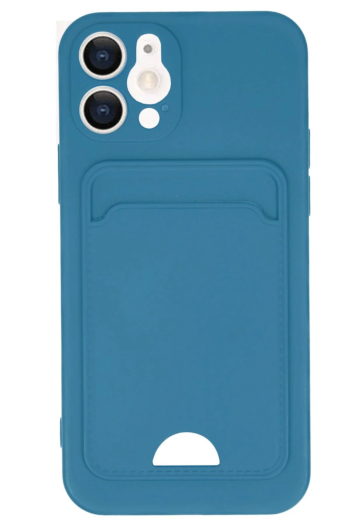 NewFace iPhone 12 Kılıf Kelvin Kartvizitli Silikon - Mavi HNZRN
