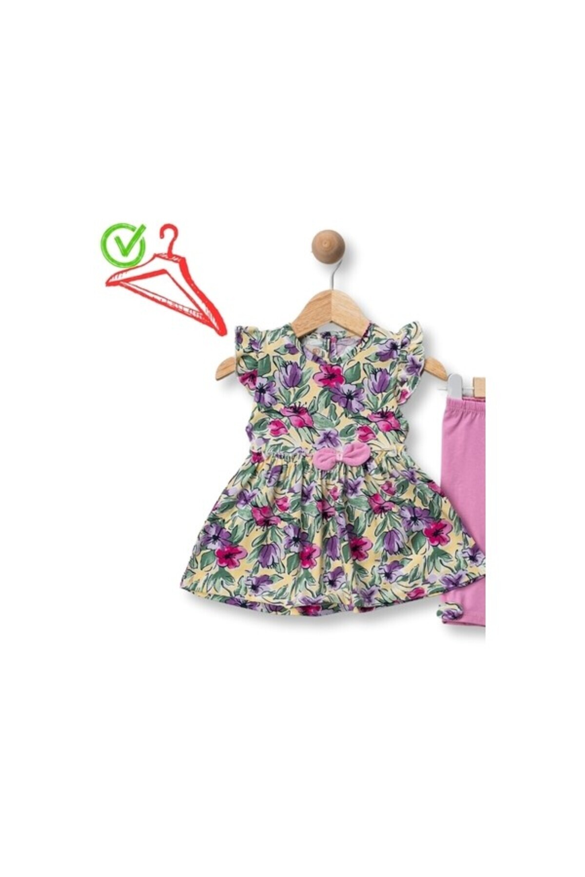 DECO-158-04-25 Girl's Suit with Tatyli Bow and Flower Pattern 9/24 Months 3