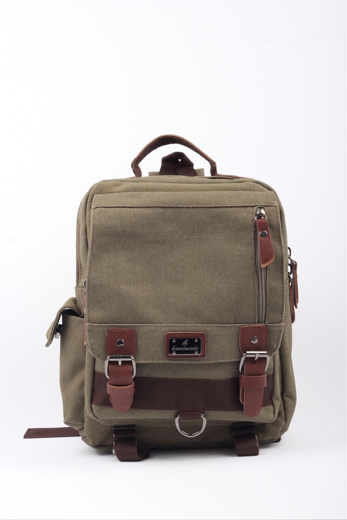 Lubros-Functional Leather Detailed Canvas Backpack Large Volume, Stylish and Unisex Design 3