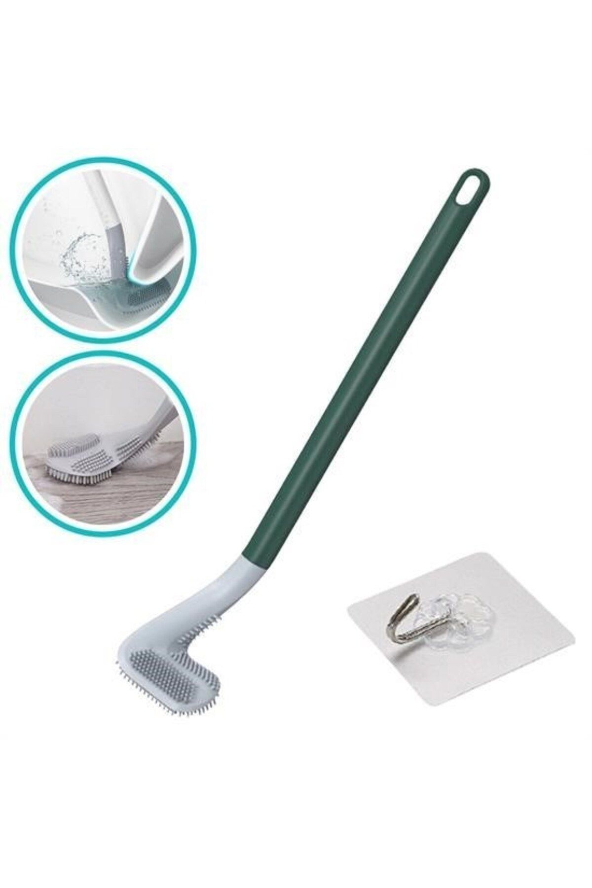 Nurum E Tİcaret BUFFER® Golf Tasarımlı Silikon WC Klozet Mutfak Temizlik Fırçası Kanca Hediyeli