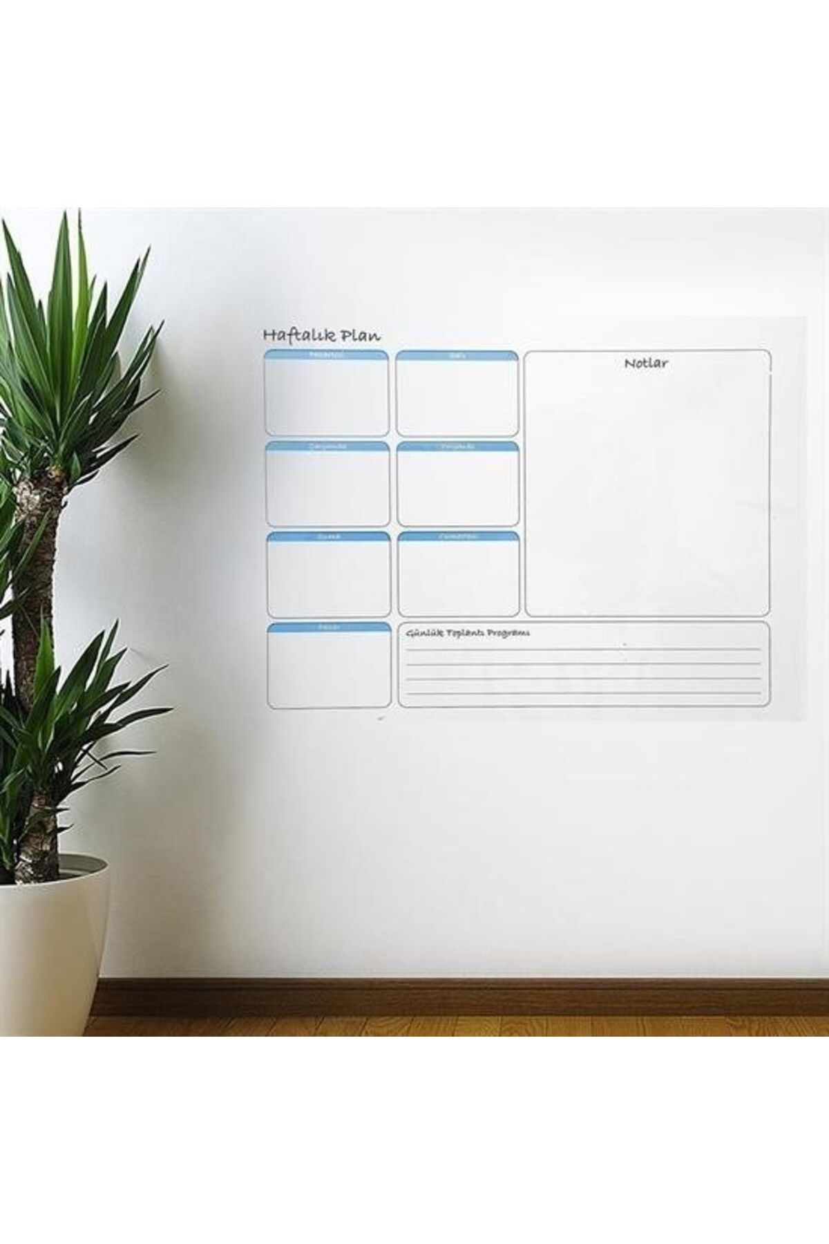 Nurum E Tİcaret BUFFER® Haftalık Planlayıcı Manyetik Duvar Stickerı Takvim 100 cm x 60 cm
