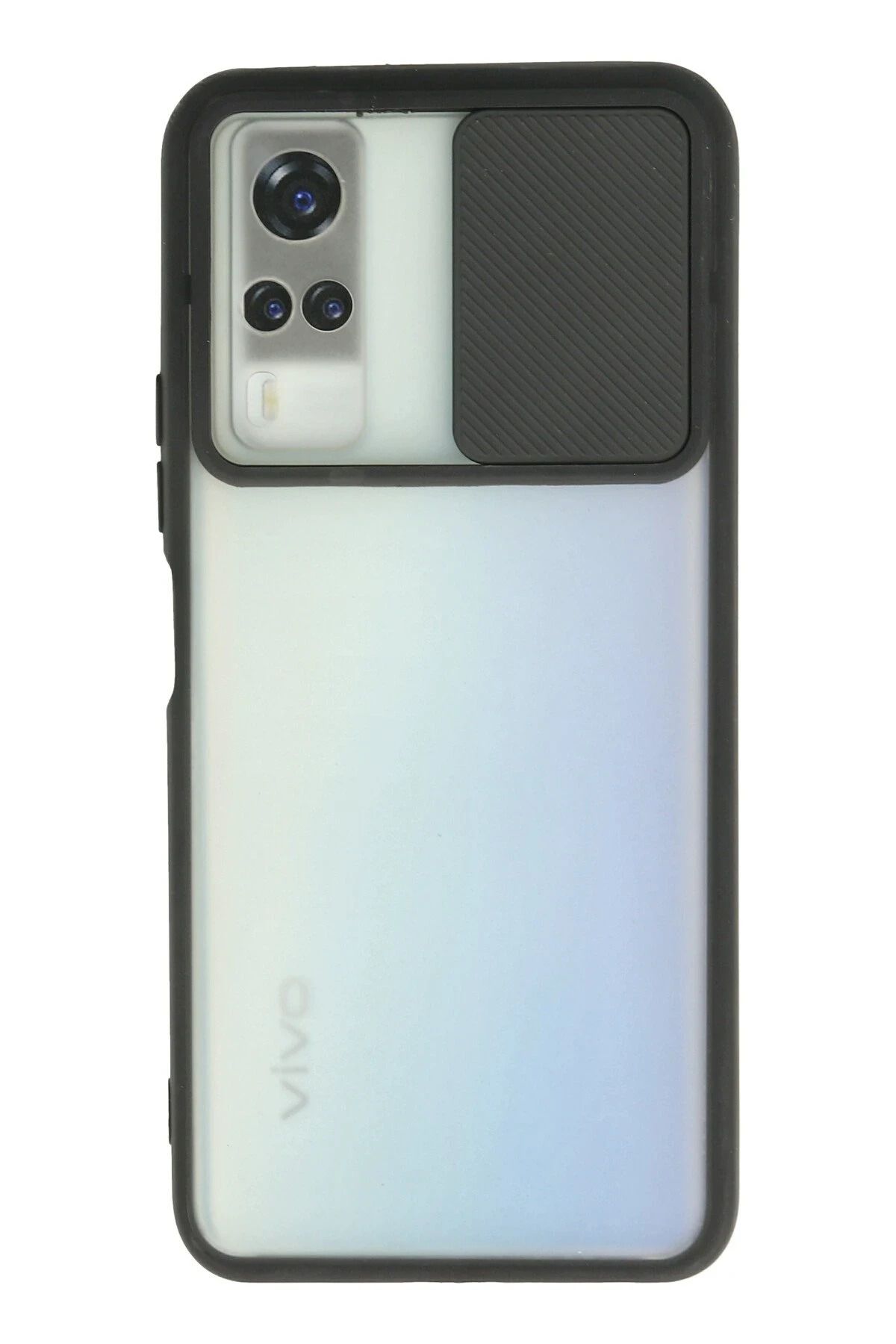 NewFace Vivo Y53S Kılıf Palm Buzlu Kamera Sürgülü Silikon - Siyah HNZRN